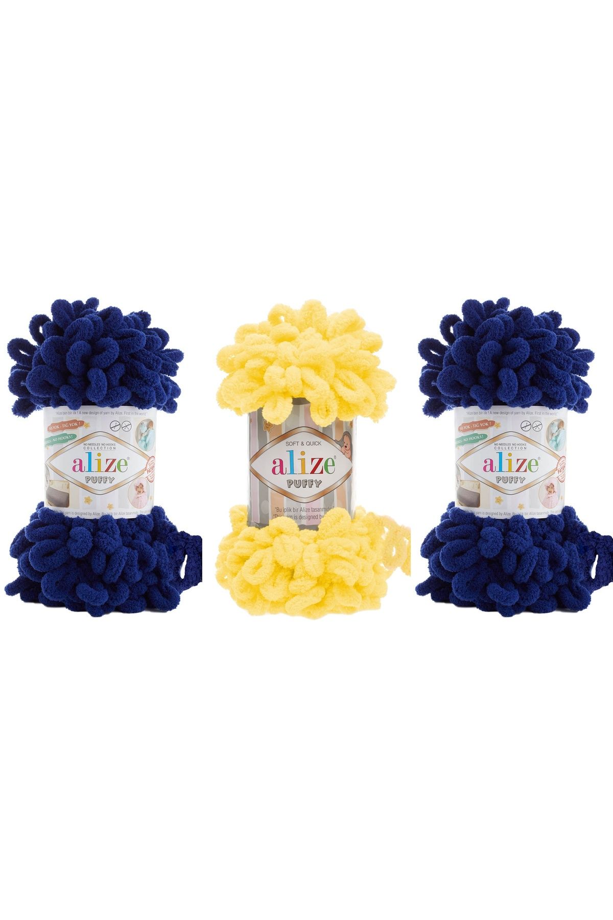 Alize Puffy El Örgü Ipliği Taraftar Set 100 gr 3 Adet Renk 907b
