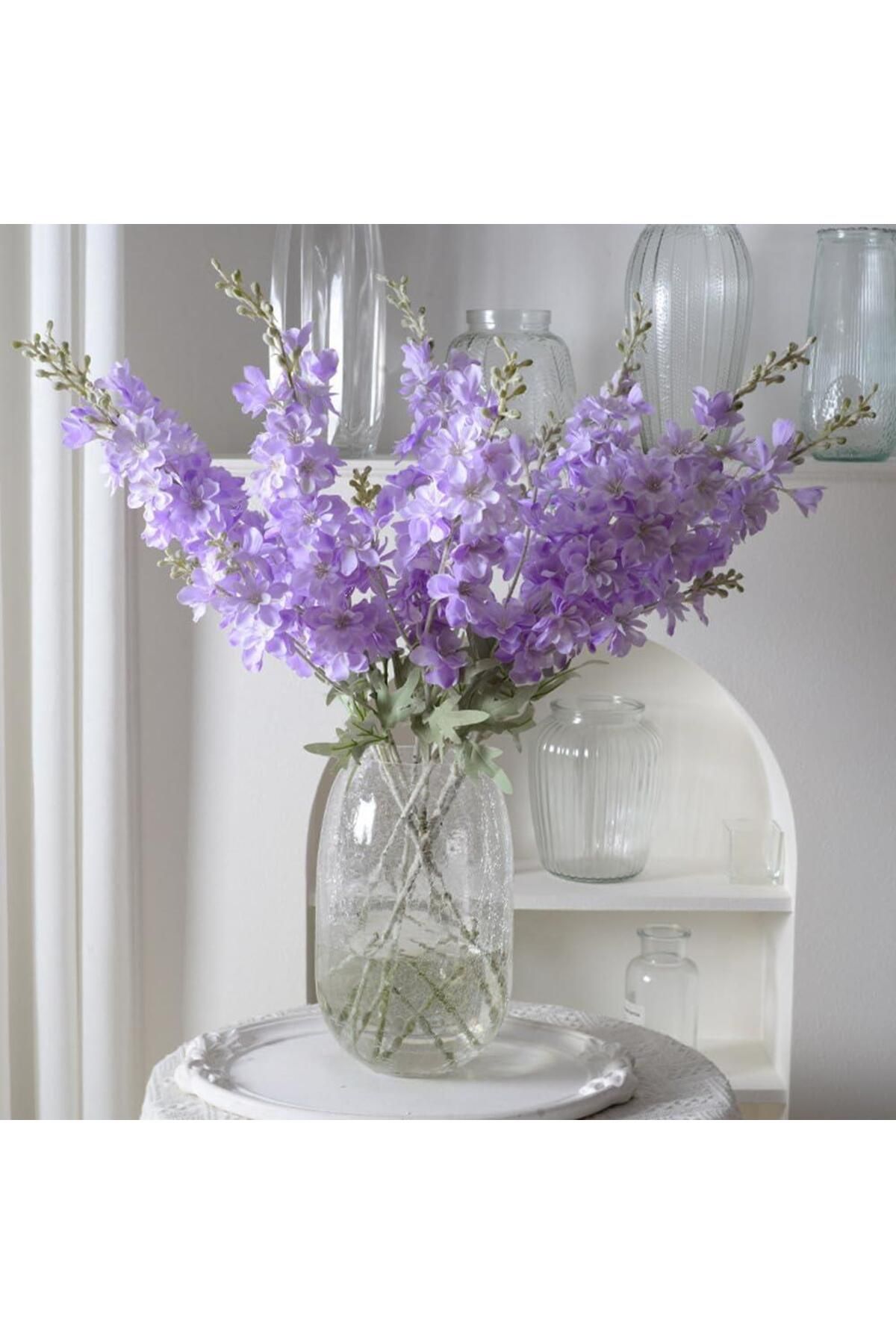 Nettenevime Yapay Çiçek Lila Sümbül Tek Dal Tomurcuklu 85*15cm Kumaş Çiçek Uzun Dal
