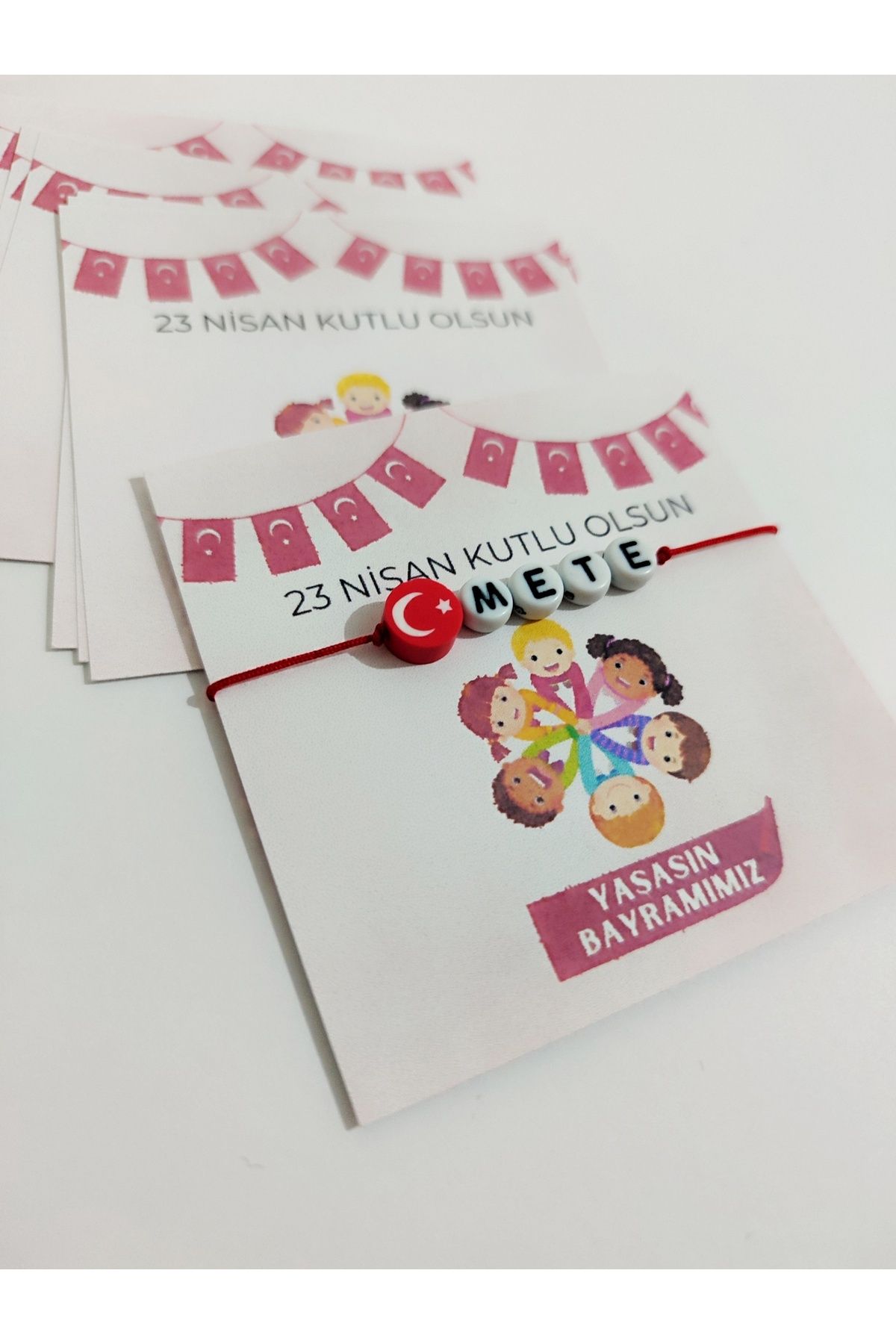 Kiraz Craft 23 Nisan Hediyelik / 10 Adet / İsimli Bileklik Kişiye Özel / 23 Nisan Bileklik