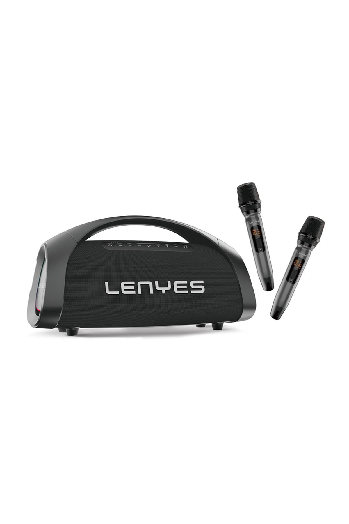 Lenyes S873 RGB Işıklı Taşınabilir Kumandalı&Mikrofonlu TWS Bluetooth Speaker Hoparlör v5.3 Siyah