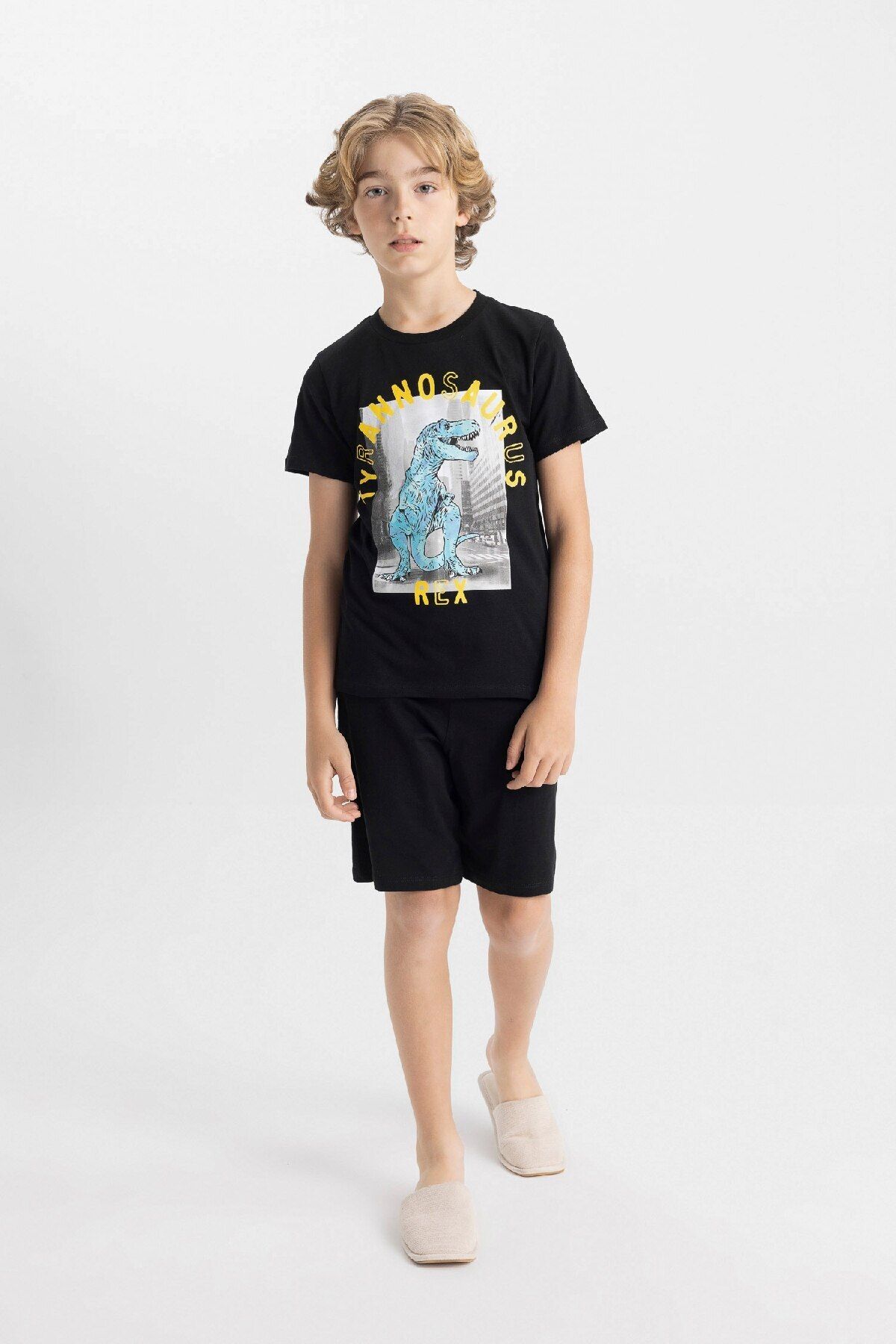 Defacto Erkek Çocuk Baskılı Pijama Takımı Kısa Kollu Üst Şort C5499a824sm