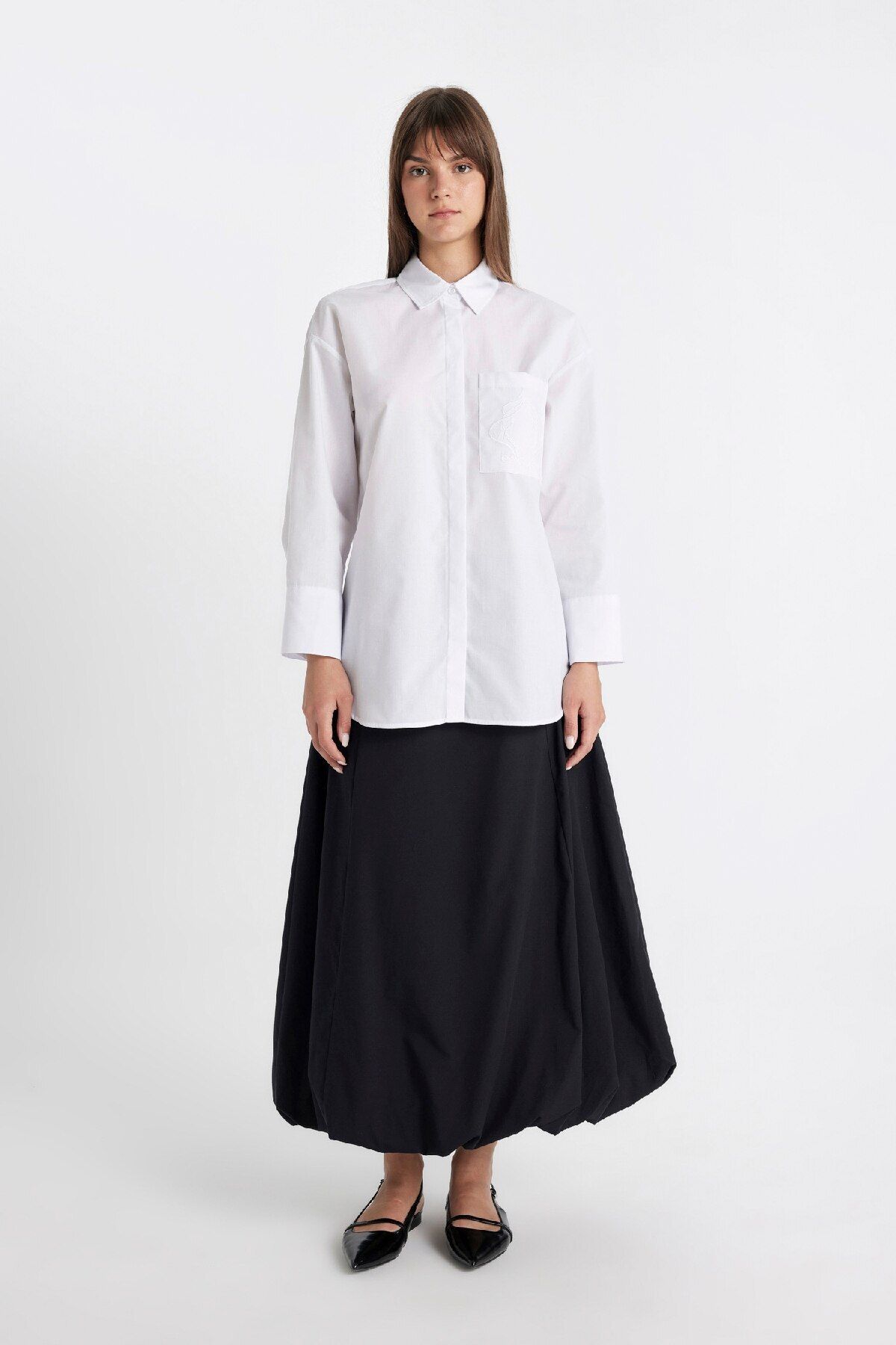 Defacto Balloon Fit Poplin Maxi Etek C8936AX24SM