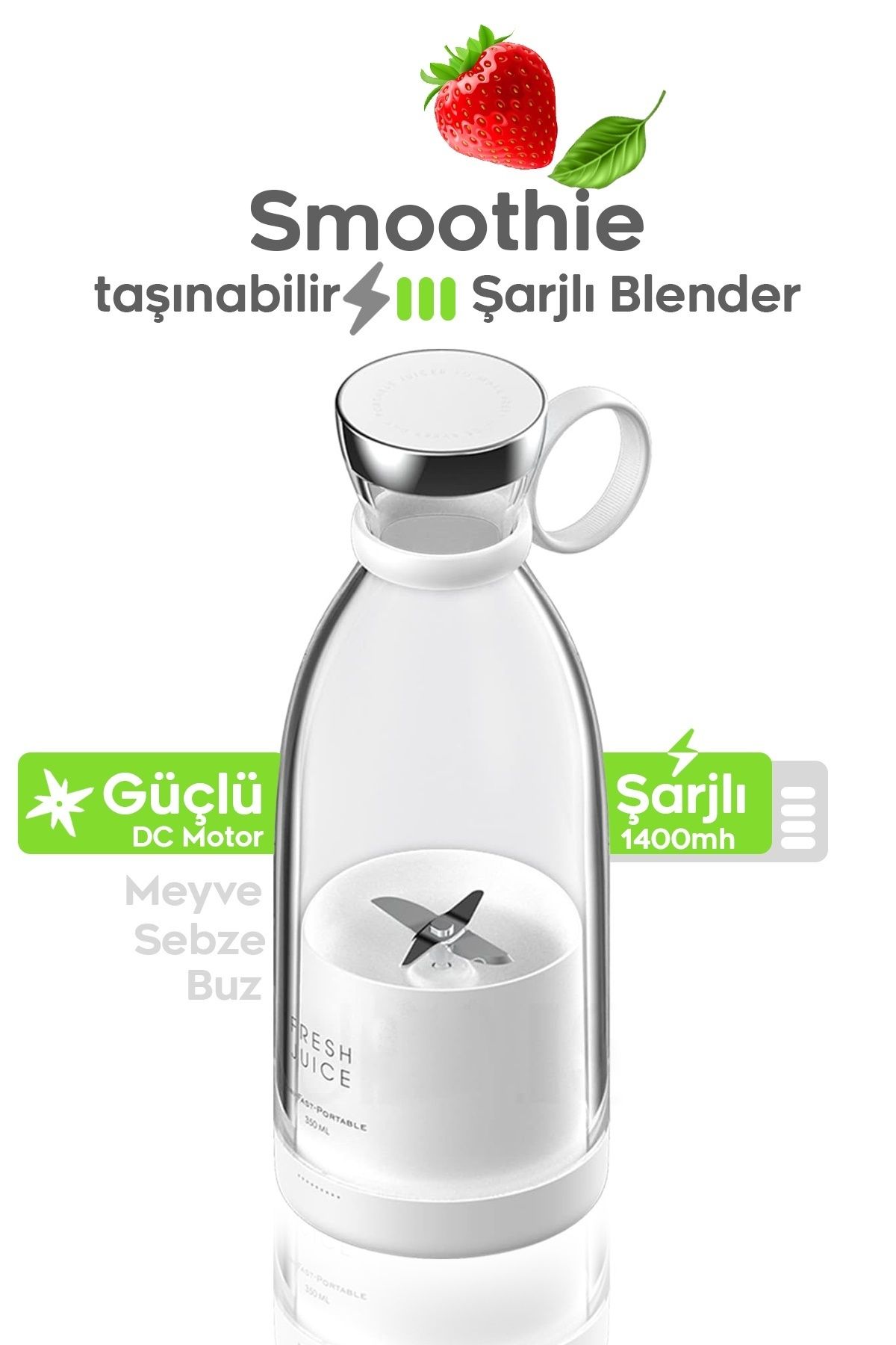Bigpro Taşınabilir Mini Şarjlı Blender Smoothie 380ml
