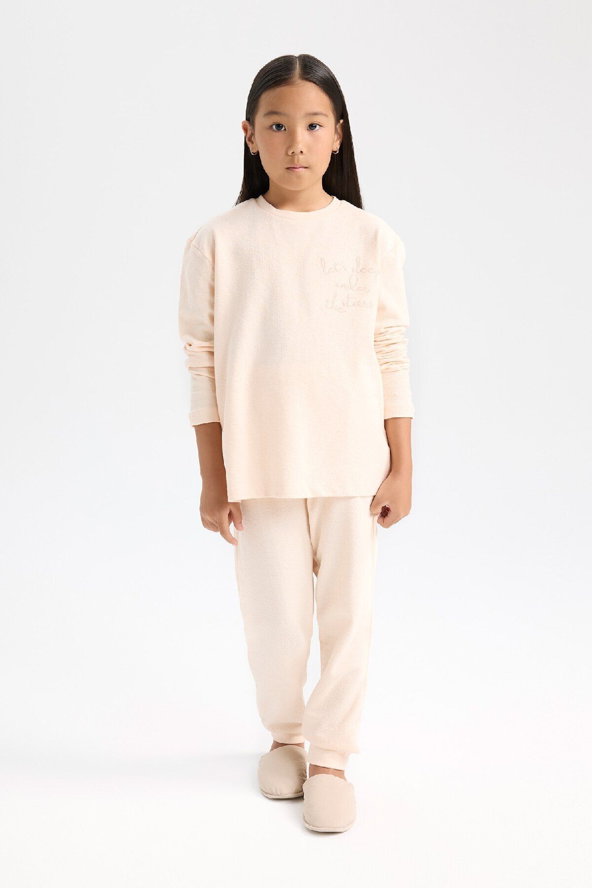 Defacto Kız Çocuk Pijama Takımı Uzun Kollu Üst Beli Lastikli Alt D6655a824wn