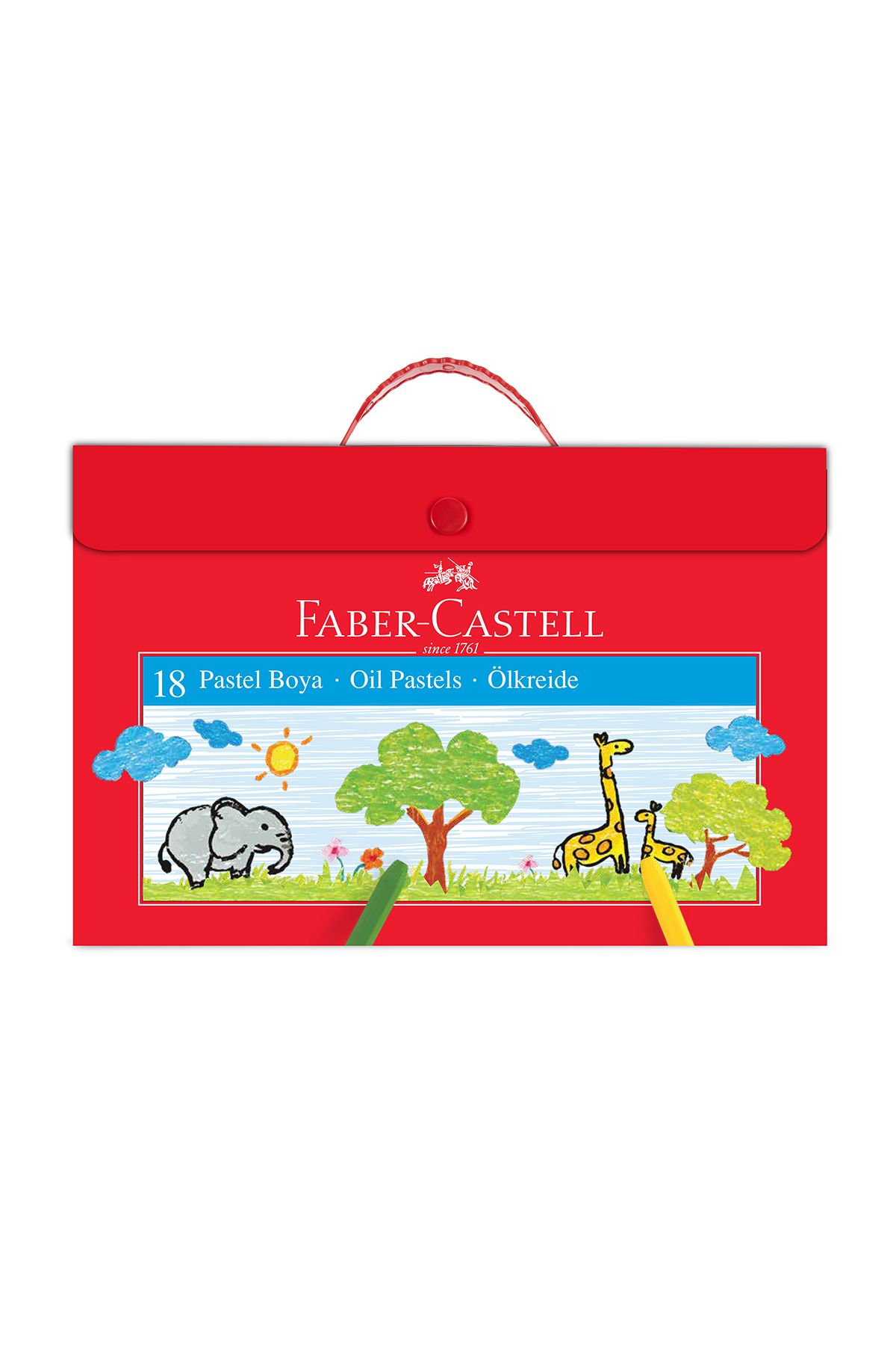 Faber Castell Plastik Çantalı, Pastel Boya 18 Renk,  Isıya Dayanıklı
