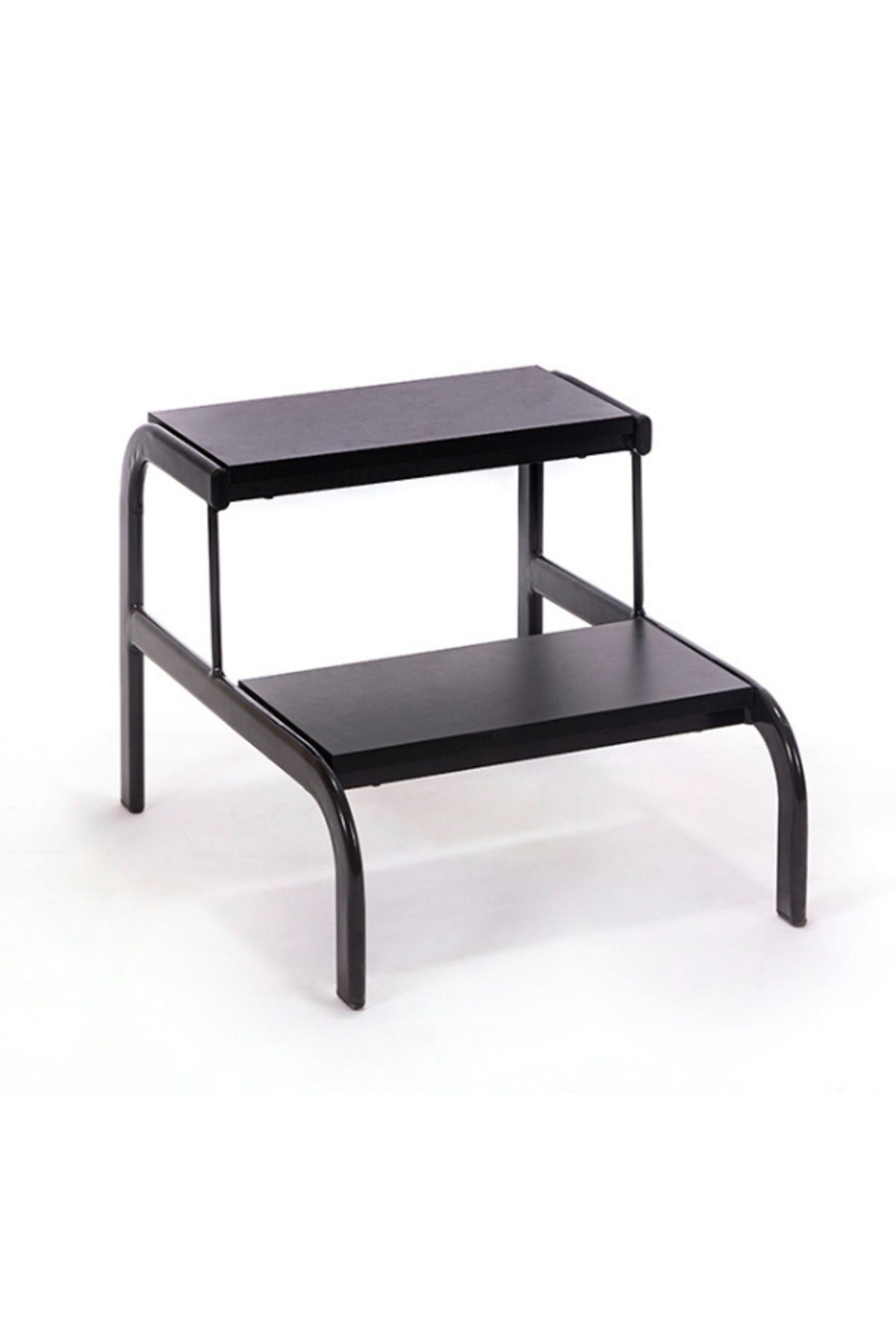 Labortech Eskabo Oval Metal Gövdeli İki Basamaklı Merdiven-Siyah | LaborTech-4206