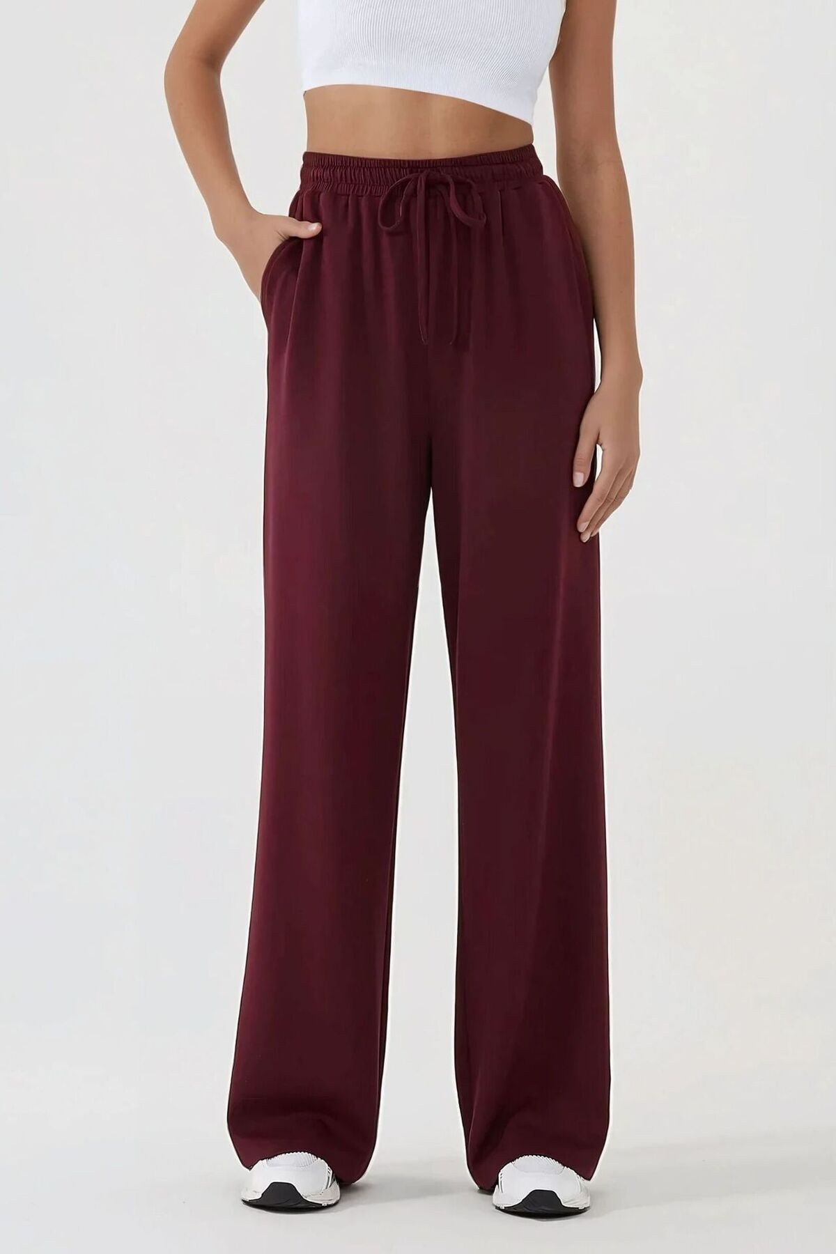 Hiccup Wide Leg Beli Lastikli Örme Eşofman Altı