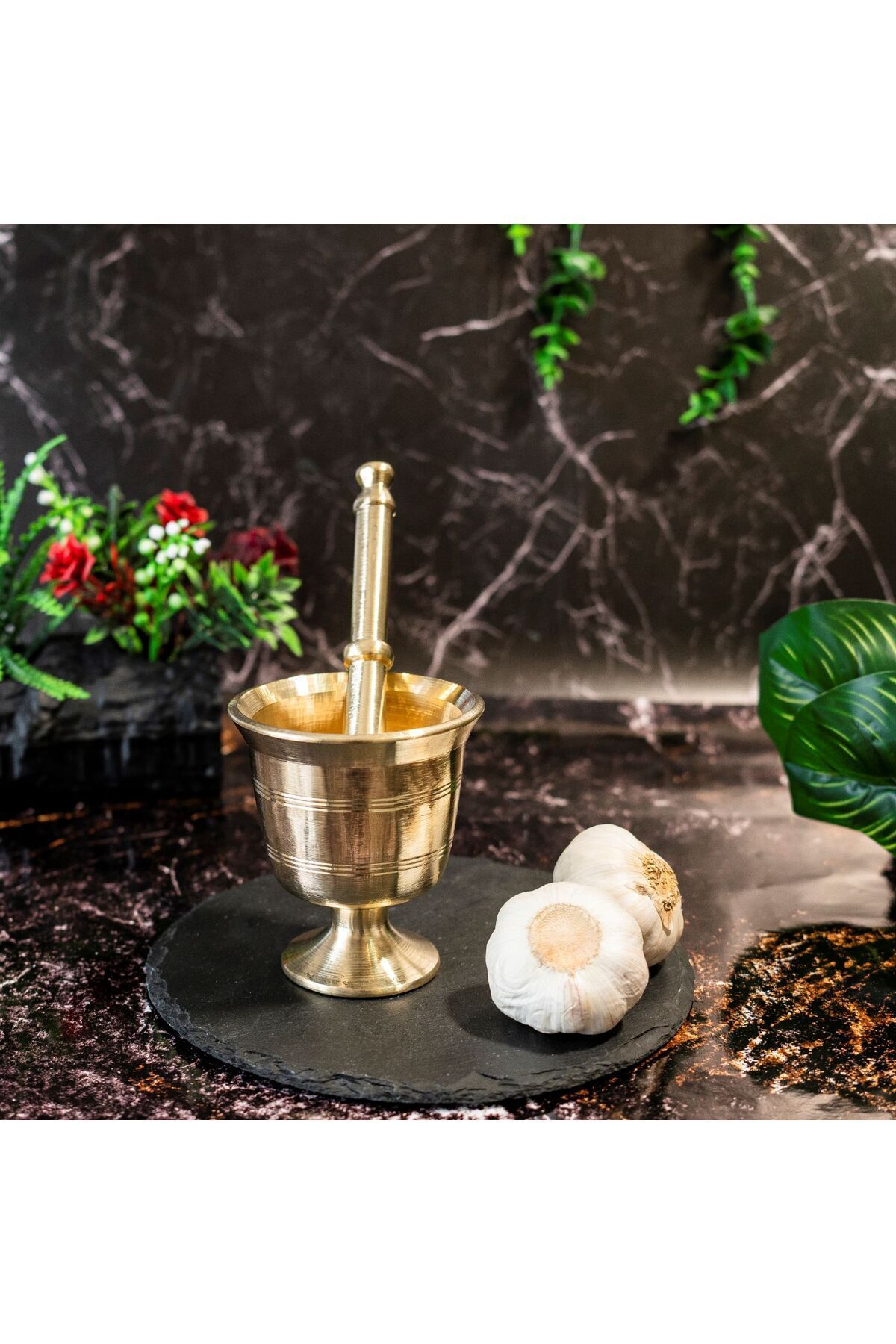 DMT COPPER HOME Dmt Gaziantep Bakır Pirinç Döküm Havan Eli Kalınlık:0,6mm Ağız Genişli 6,5cm Ağırlık:0,900gr