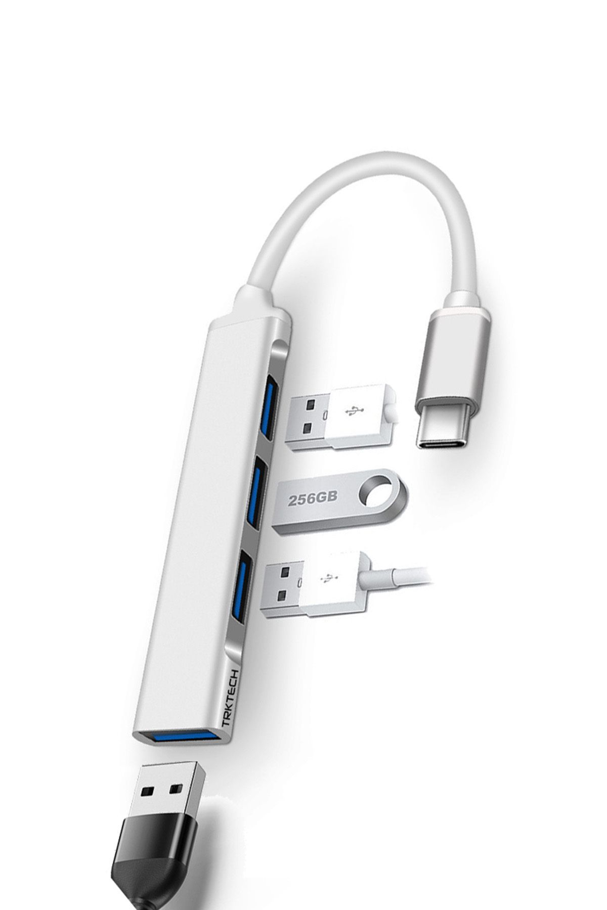 TrkTech Type - C 4 Girişli Usb Çoğaltıcı Type-c To Usb Hub 4 Ports