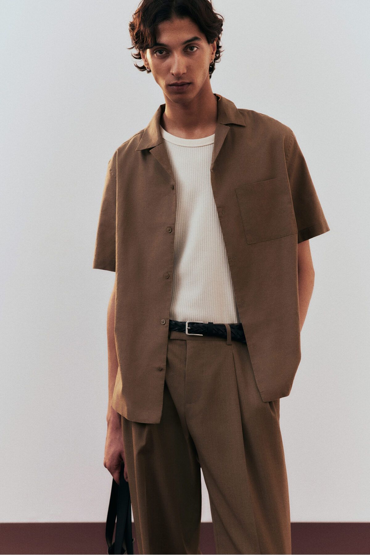 H&M Keten Karışımlı ve Kısa Kollu Gömlek Regular Fit