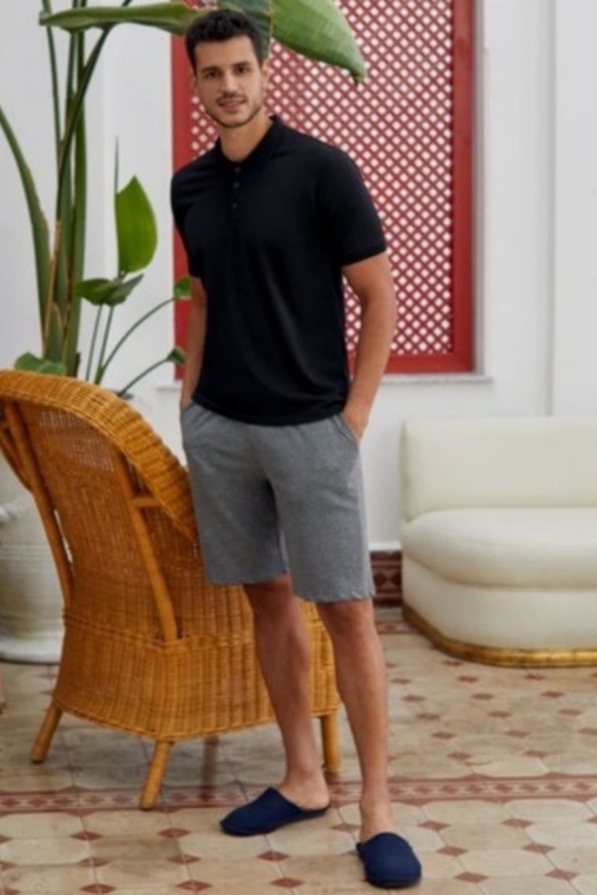 Eros Pijama Basic Erkek Kısa Kol Şort Pijama Takımı