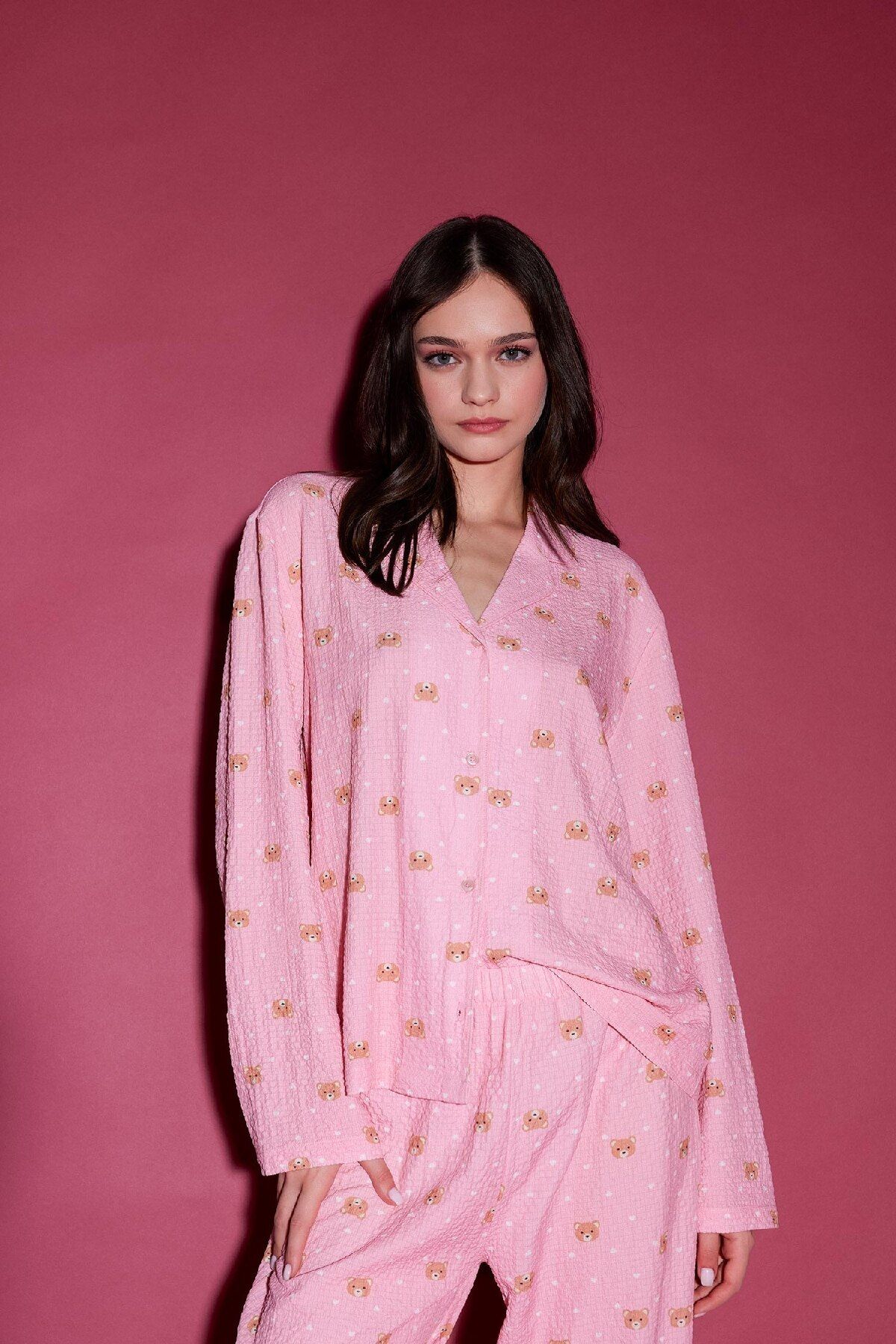 Defacto Pijama Yaka Dokuma Pijama Üstü-fall In Love E3474ax25sp
