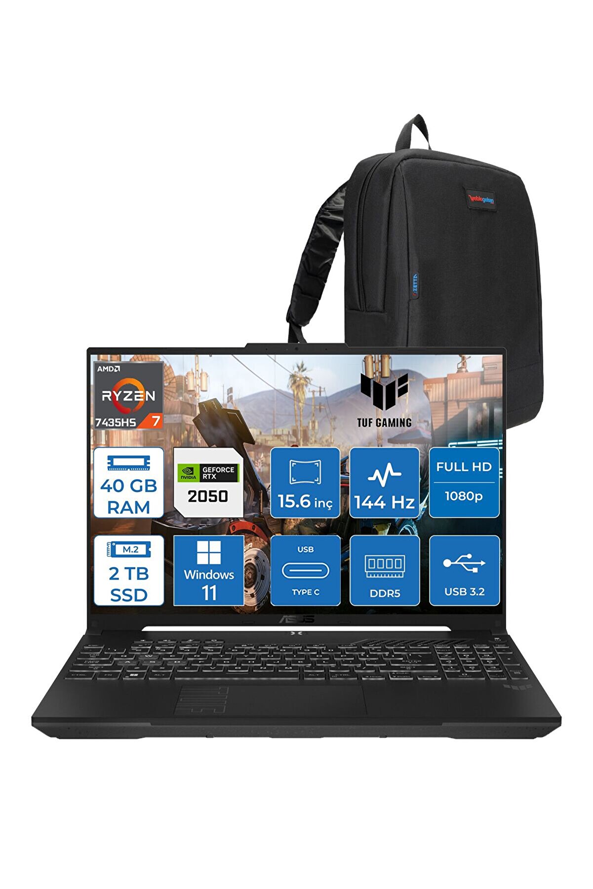 Tuf A15 FA506NFR Ryzen 7 7435HS 40GB 2tb SSD RTX2050 4gb 15.6