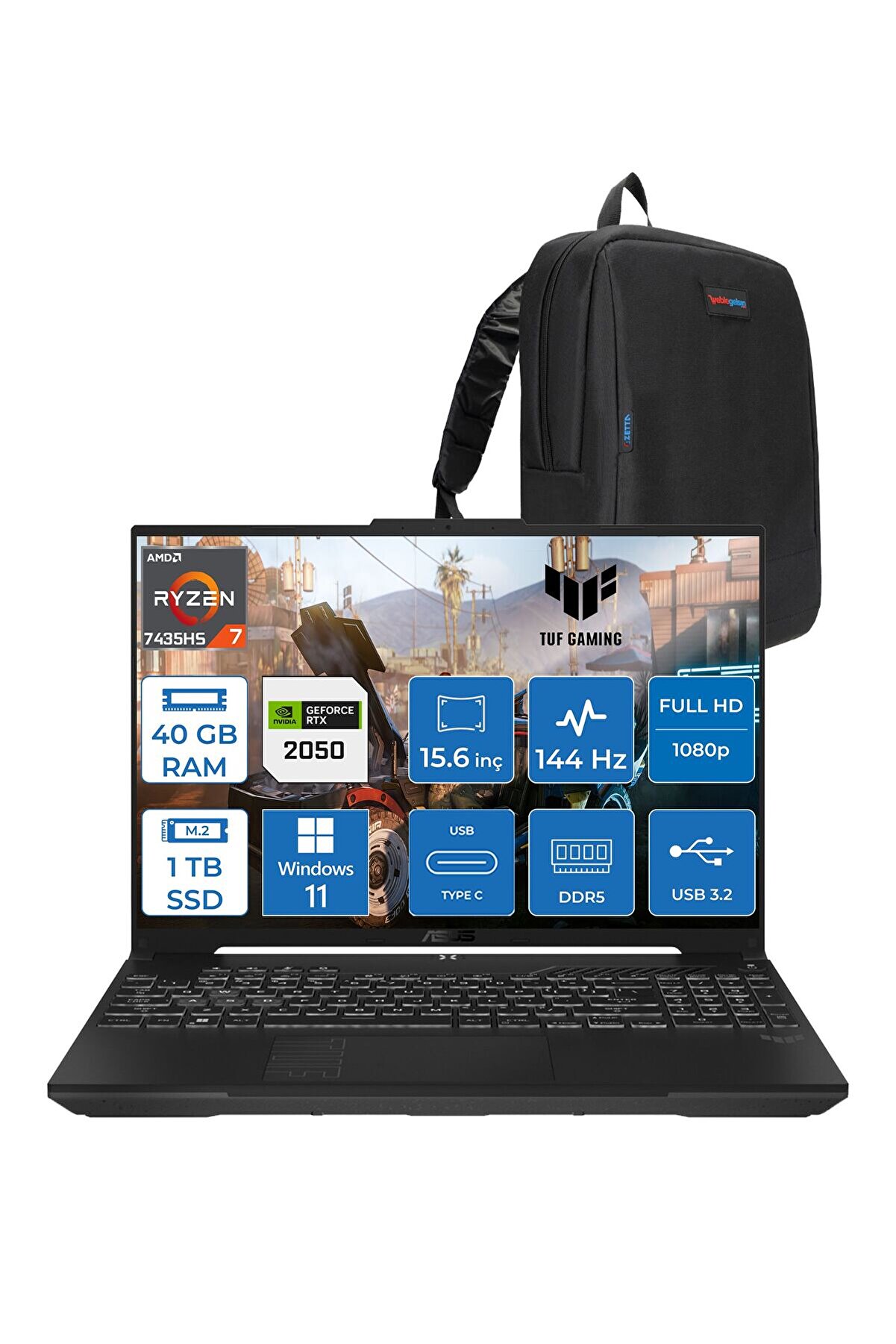 Tuf A15 FA506NFR Ryzen 7 7435HS 40GB 1tb SSD RTX2050 4gb 15.6