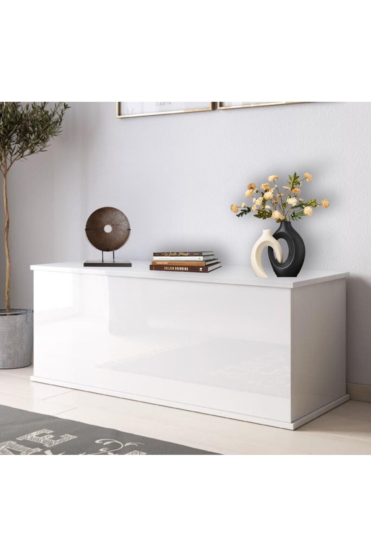 ECM Çeyiz Sandığı Çok Amaçlı Saklama Kutusu Salon Antre Mobilyası Oyuncak Organizer Sandık 125x40 cm