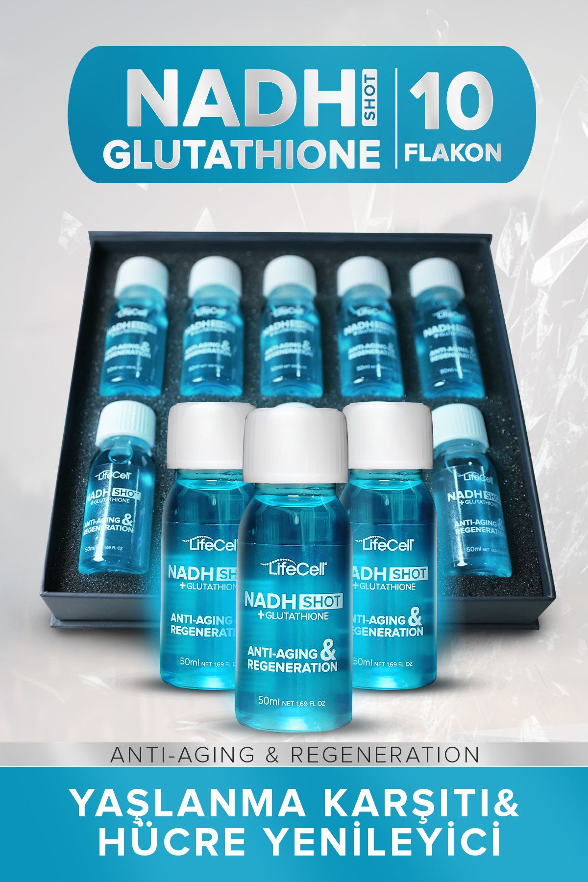 Lifecell Nadh Shot + Glutathione ( Glutatyon ) Yaşlanma Karşıtı Takviye Edici Gıda