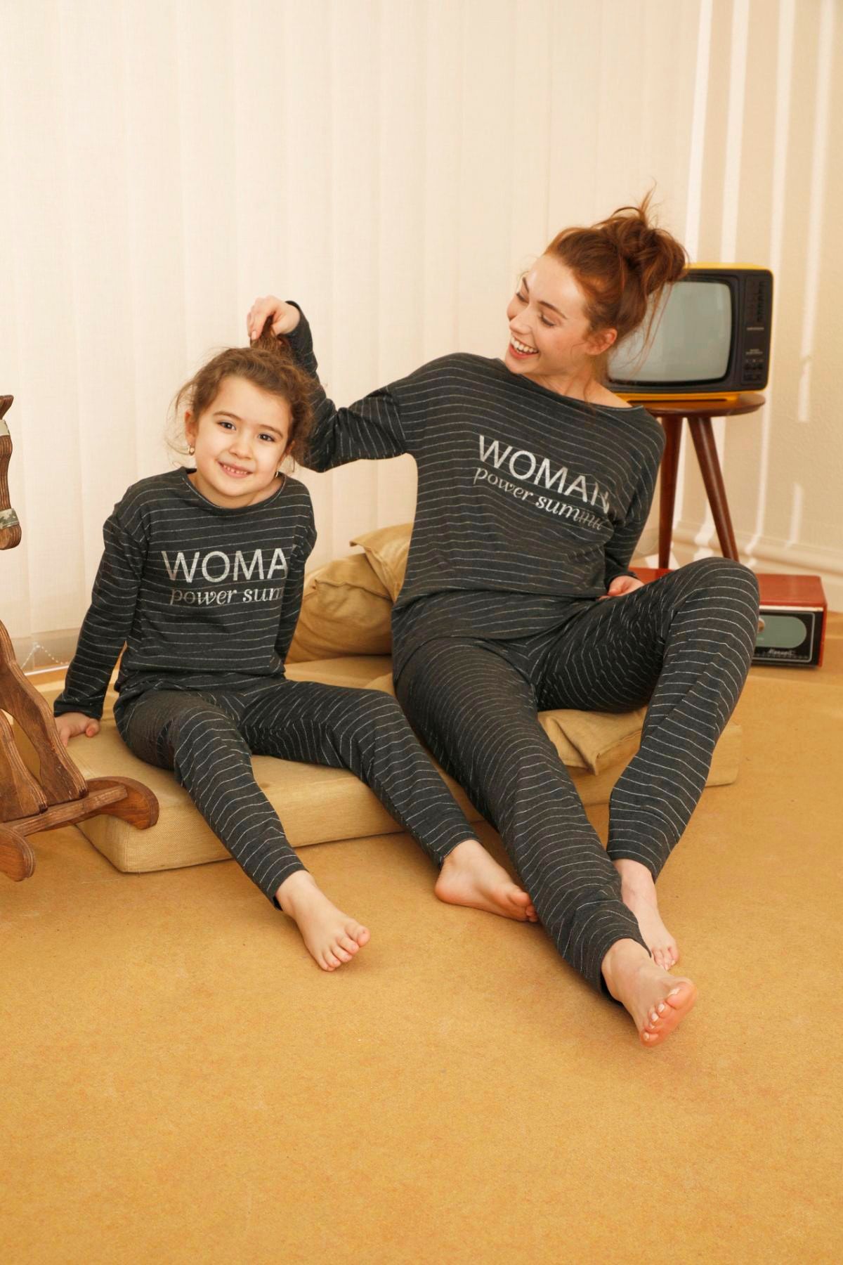 Siyah İnci Pamuklu Likralı Pijama Takım