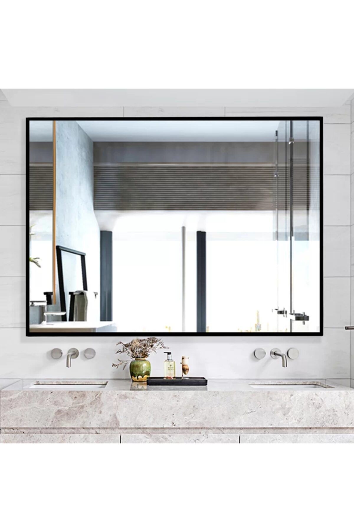 rivomo Siyah 70x50 Dekoratif Banyo Aynası