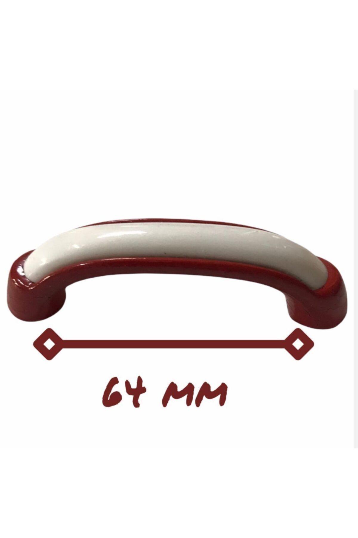 Özgül 64 Mm. Dekoratif Çekmece Mobilya Kulbu - Kırmızı Beyaz (5 ADET)