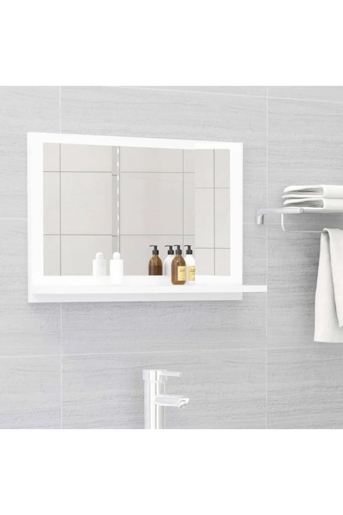 rivomo Beyaz Dekoratif Aynalı Banyo Dolabı