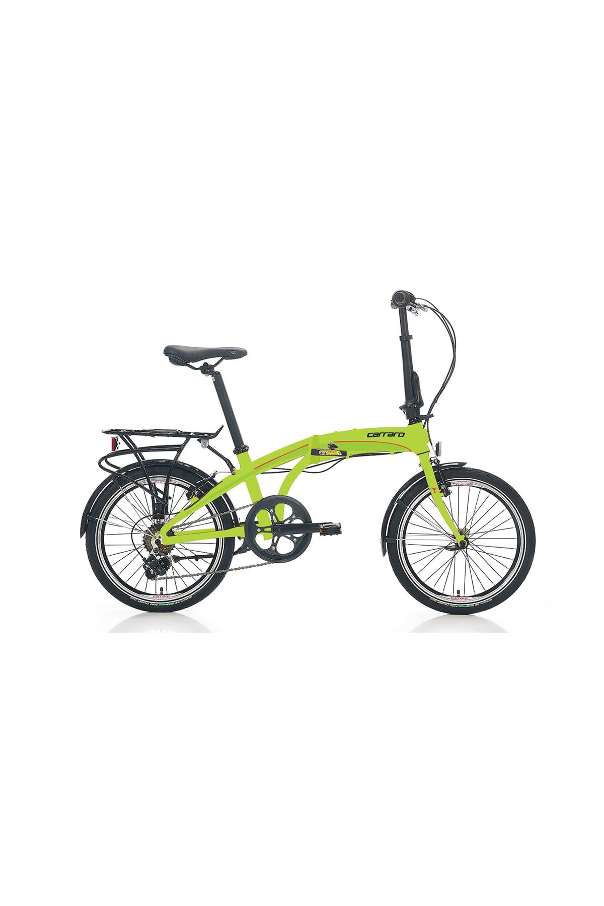 Carraro Flexi 106 20 Jant Katlanabilir Bisiklet Lime Yeşil Siyah Kırmızı