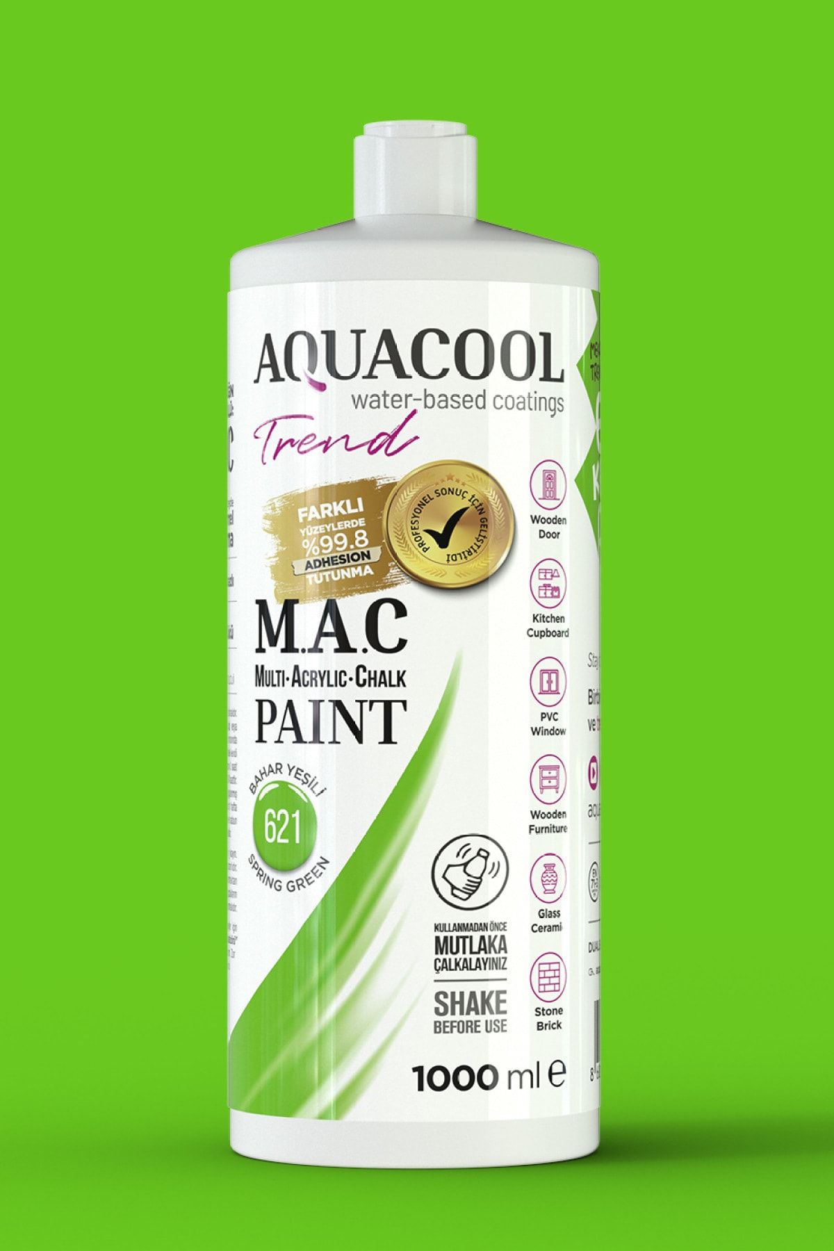 Aquacool Trend M.a.c Su Bazlı Akrilik Boya 621 Bahar Yeşili 1000 ml