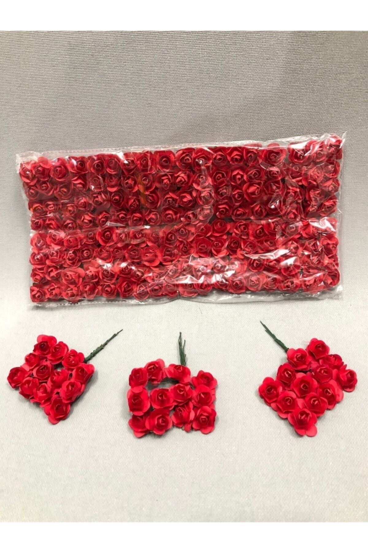 Aker Hediyelik Al Kırmızısı Süsleme Kagıt Gül (1 Paket 144 Lü ) Yapay Güller