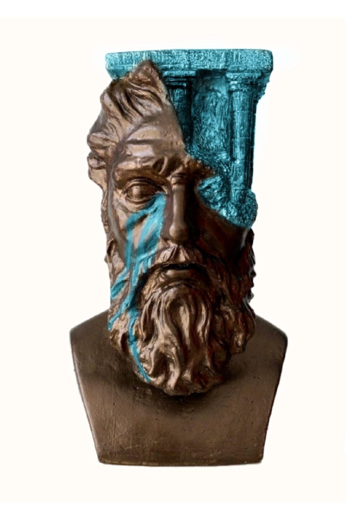 saksı deposu Olimposlu Zeus Heykeli (turkuaz Kahverengi)