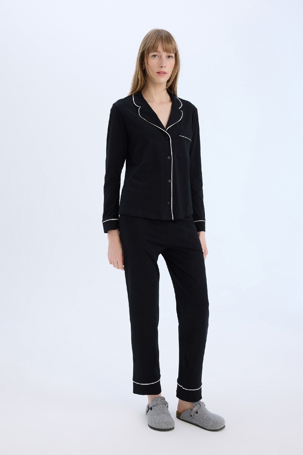 Defacto Pijama Takımı Uzun Kollu Pijama Üstü Esnek Belli Uzun Pijama Altı-fall In Love D6846ax25sp