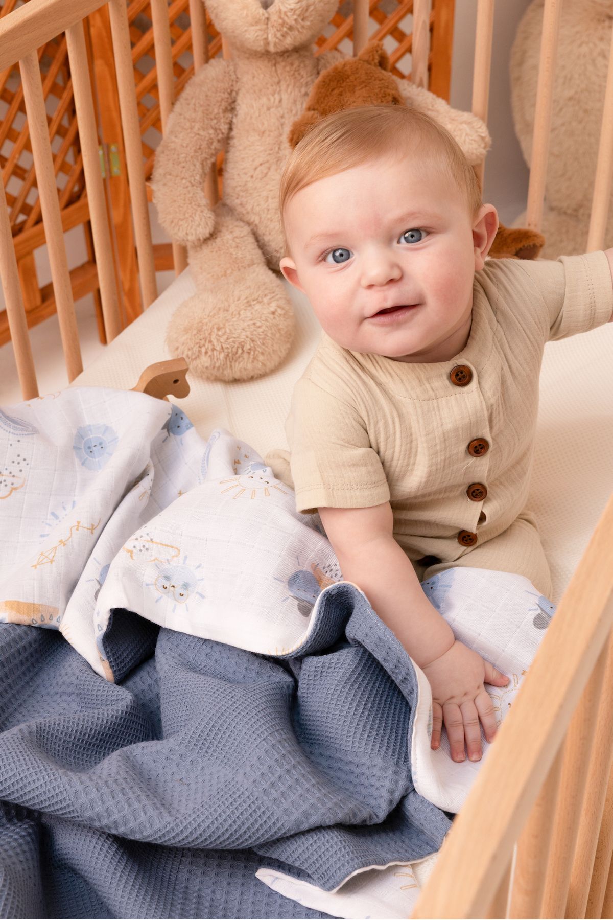 MİLNA BABY&KİDS Çift Tarafli Müslin Bebek Battaniyesi Çok Amaçlı Müslin Örtü Müslin Bebek Örtüsü 100x100