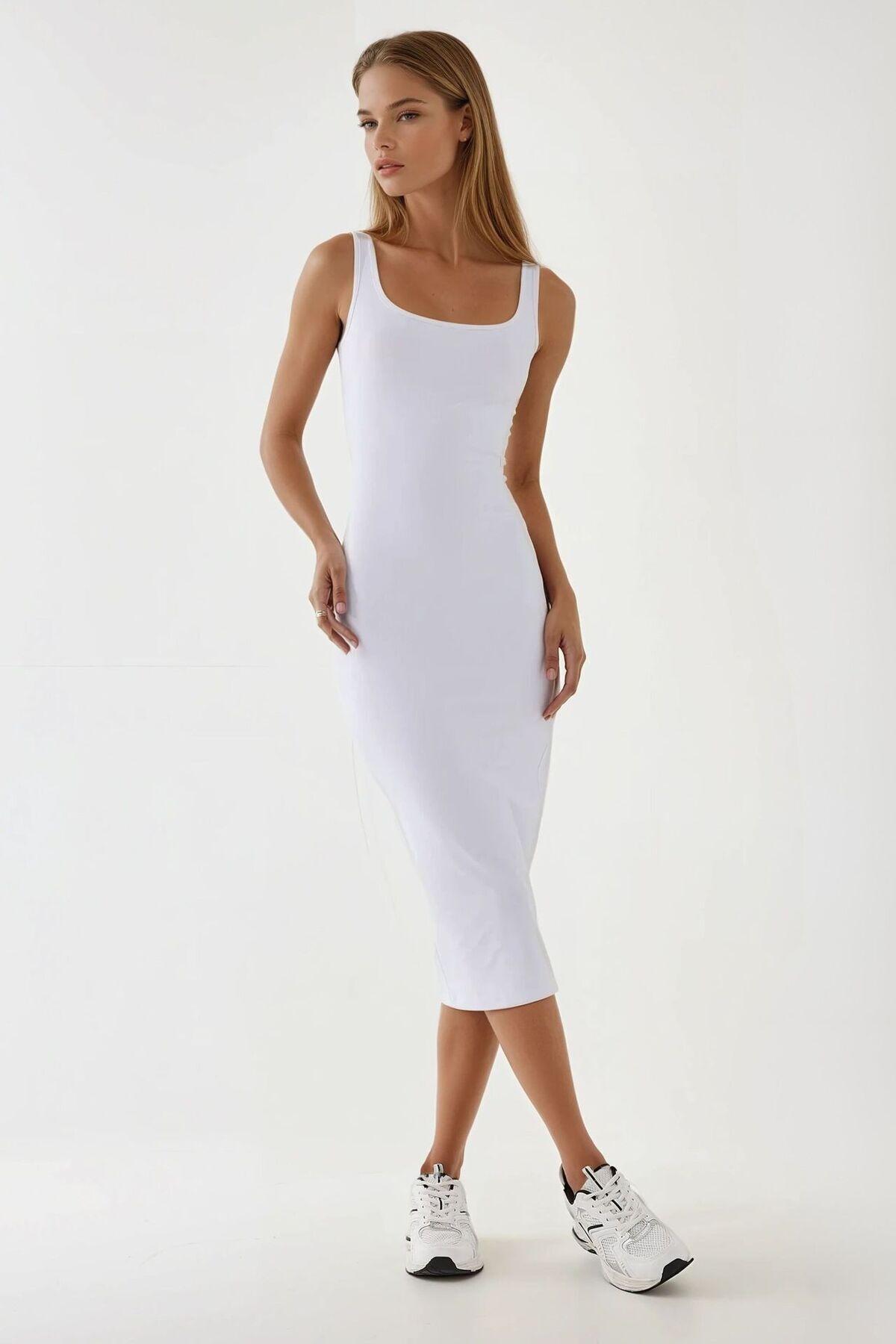 Hiccup Askılı Bodycon Midi Örme Elbise