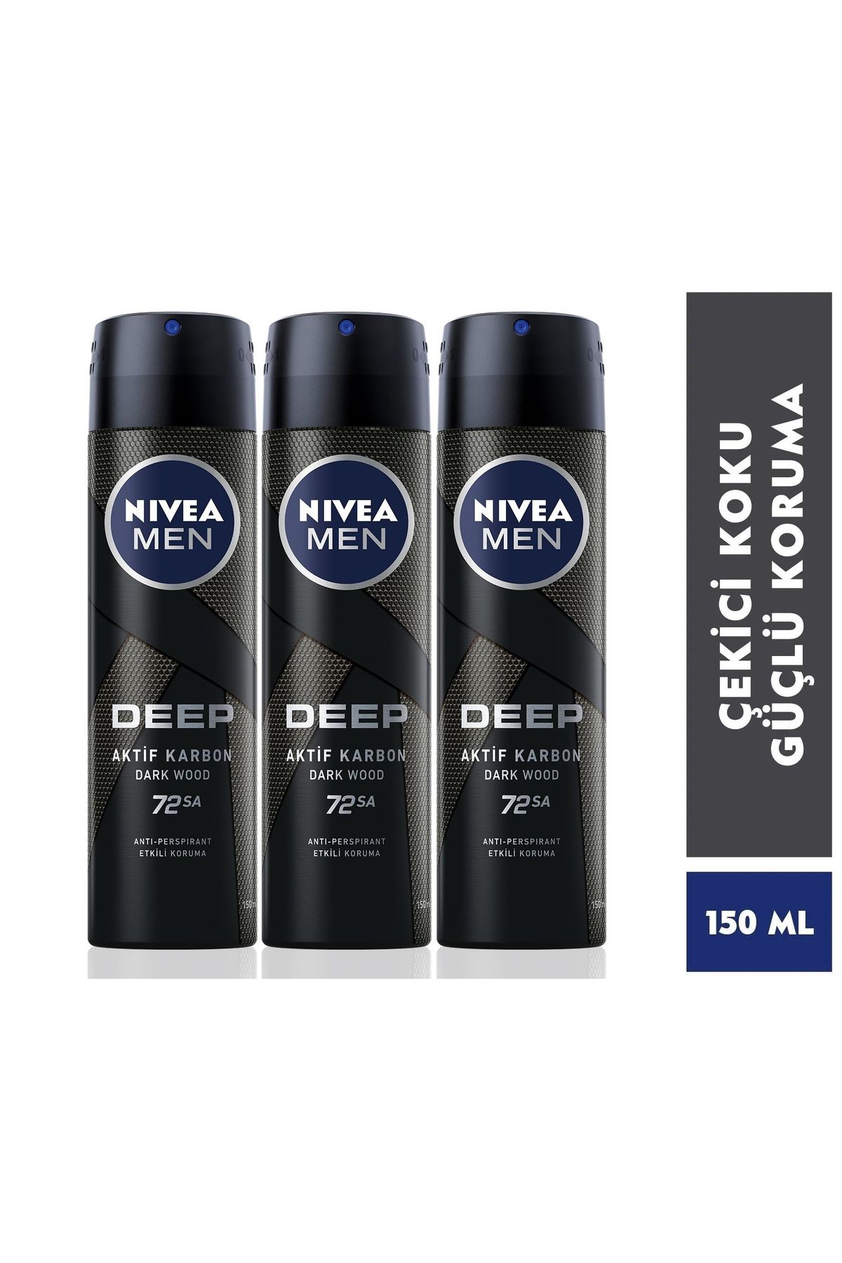 NIVEA Men Deep Dimension 150 ml 3 Adet Deo Sprey