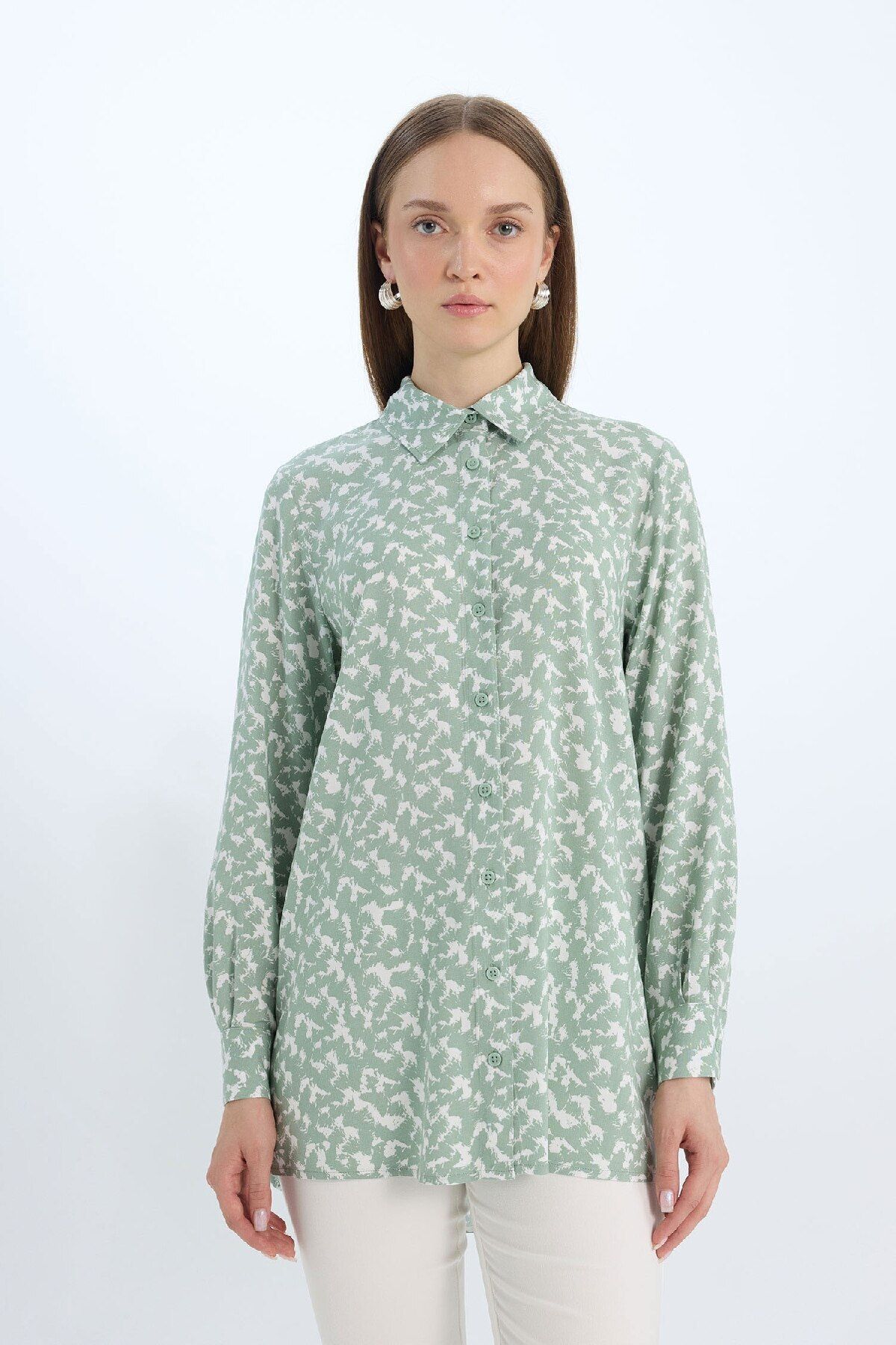Defacto Regular Fit Desenli Uzun Kollu Gömlek Tunik Z5833AZ25SP