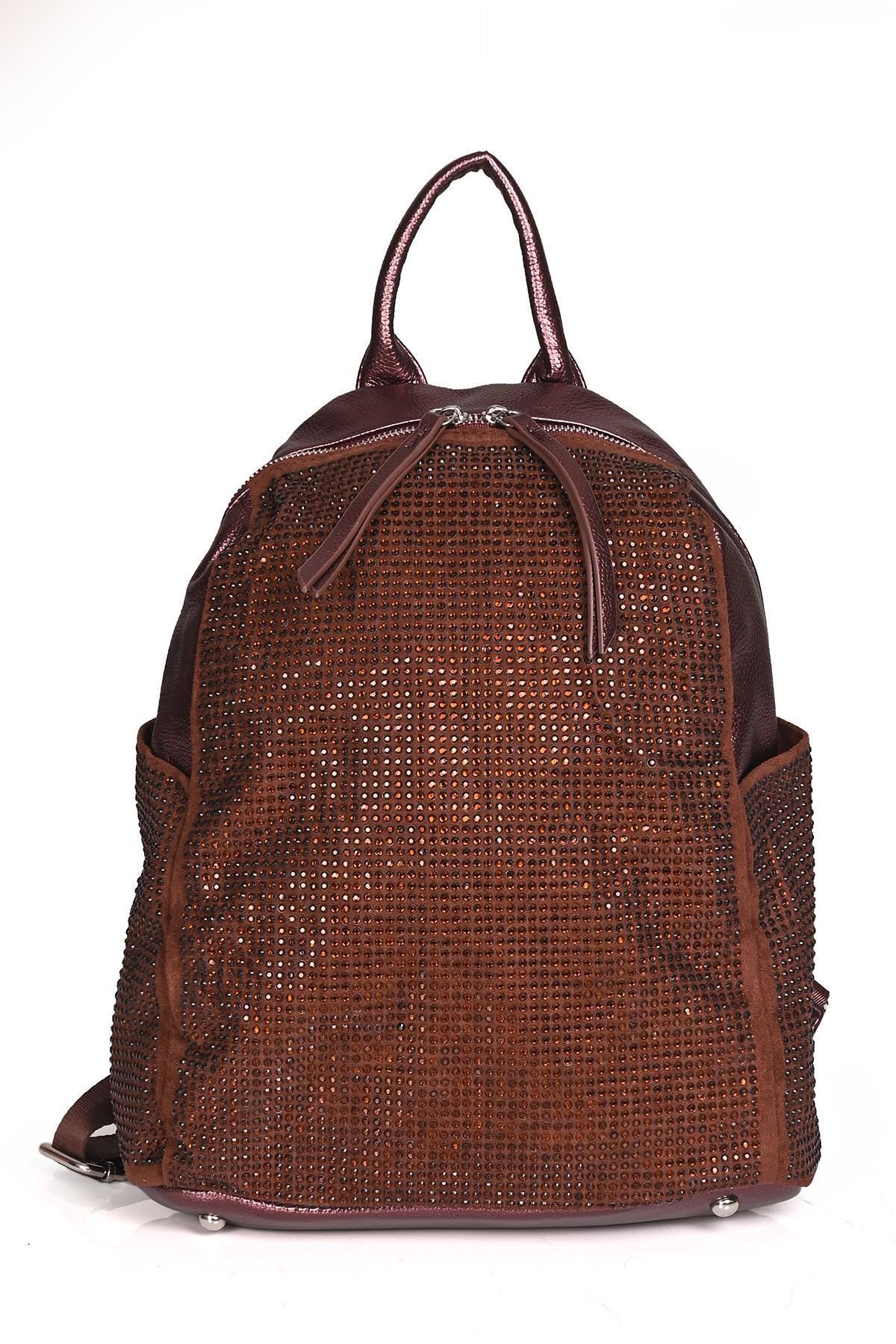 ÇÇS Ççs 16371 Taşlı El Tutmalı Ve Sırt Çantası Bronz