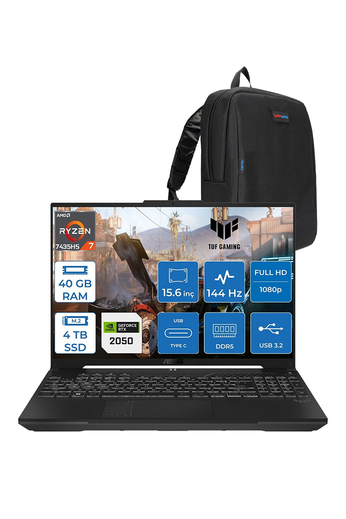 Tuf A15 FA506NFR Ryzen 7 7435HS 40GB 4tb SSD RTX2050 4gb 15.6