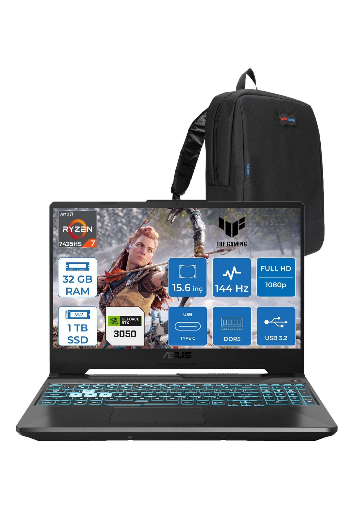 Tuf A15 FA506NCR Ryzen 7 7435HS 32GB 1tb SSD RTX3050 4gb 15.6