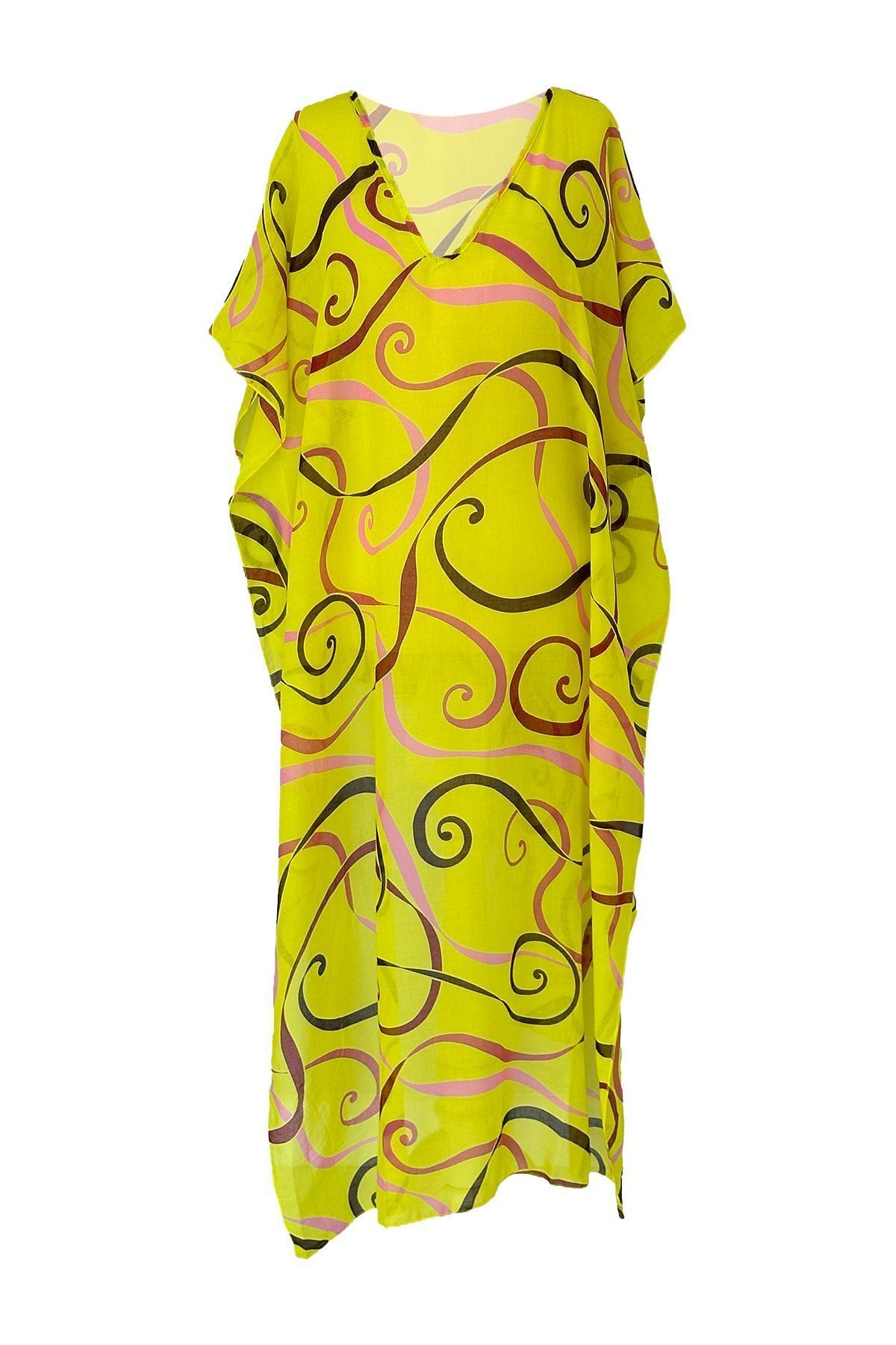 Remsa Mayo Tesettür Mayo Üzerine Desenli Tek Kaftan Pareo REX-P01