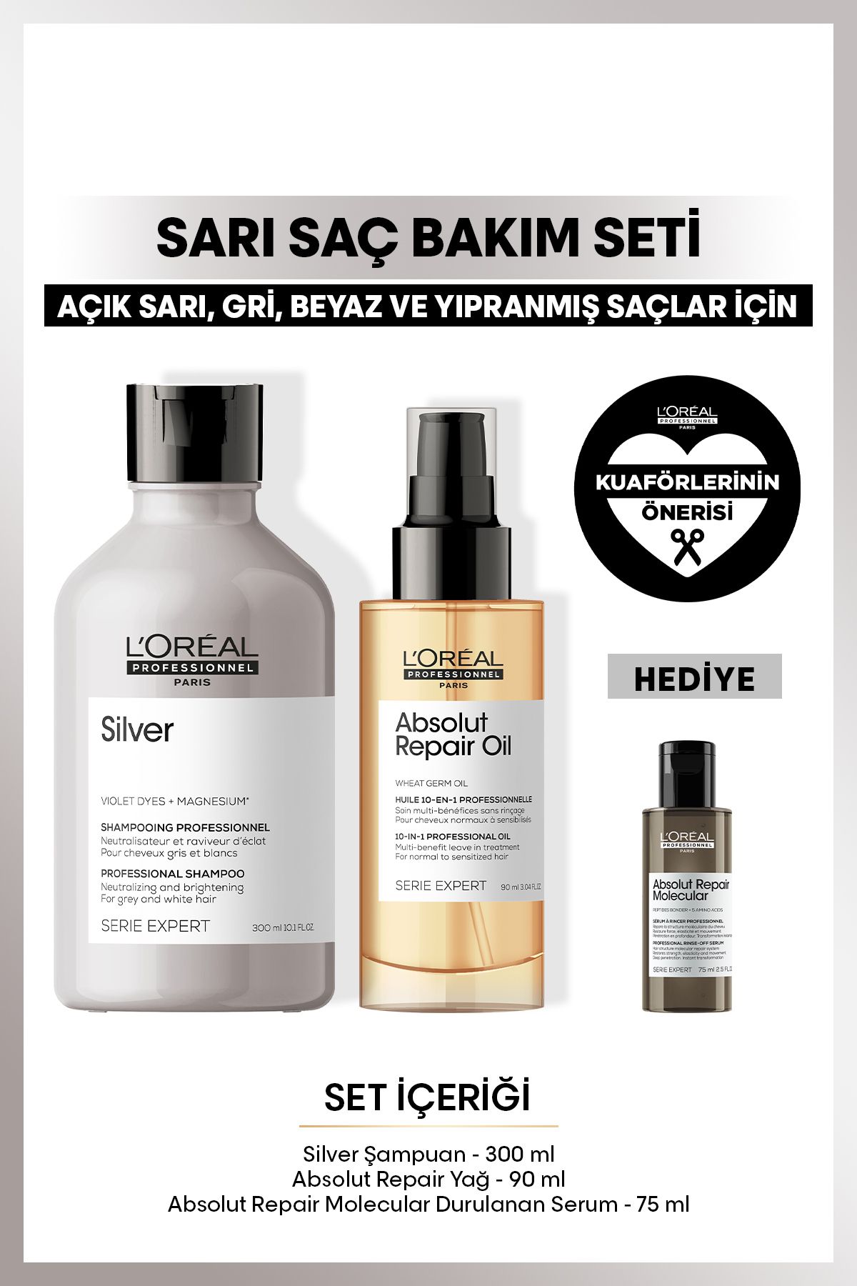 L'oreal Professionnel Serie Expert Sarı Saçlar Için Yoğun Onarıcı Bakım Seti, Silver