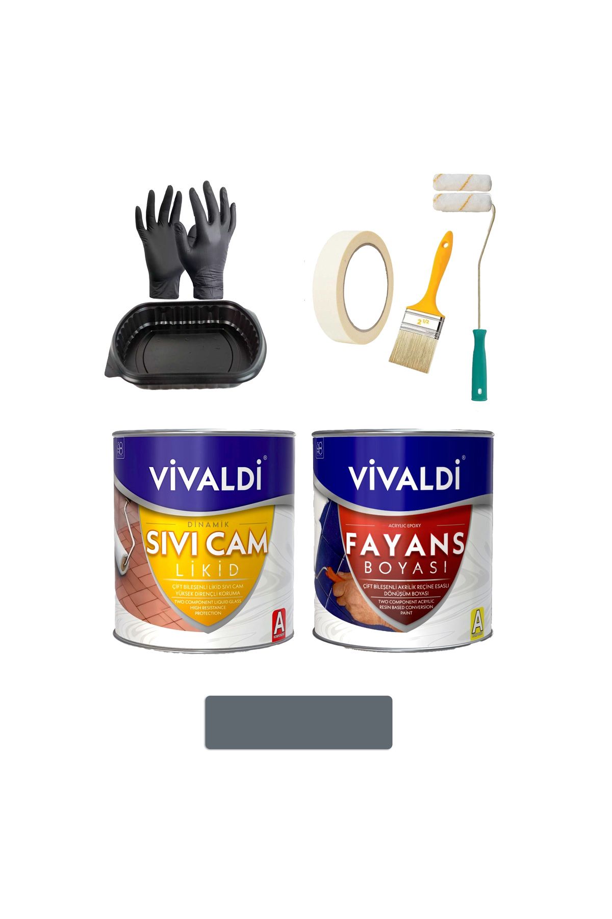 Vivaldi Fayans Boyası Seti Sıvı Cam Ve Uygulama Seti Tezgah,Mermer,Banyo,Mutfak Boyama Seti 1 LT