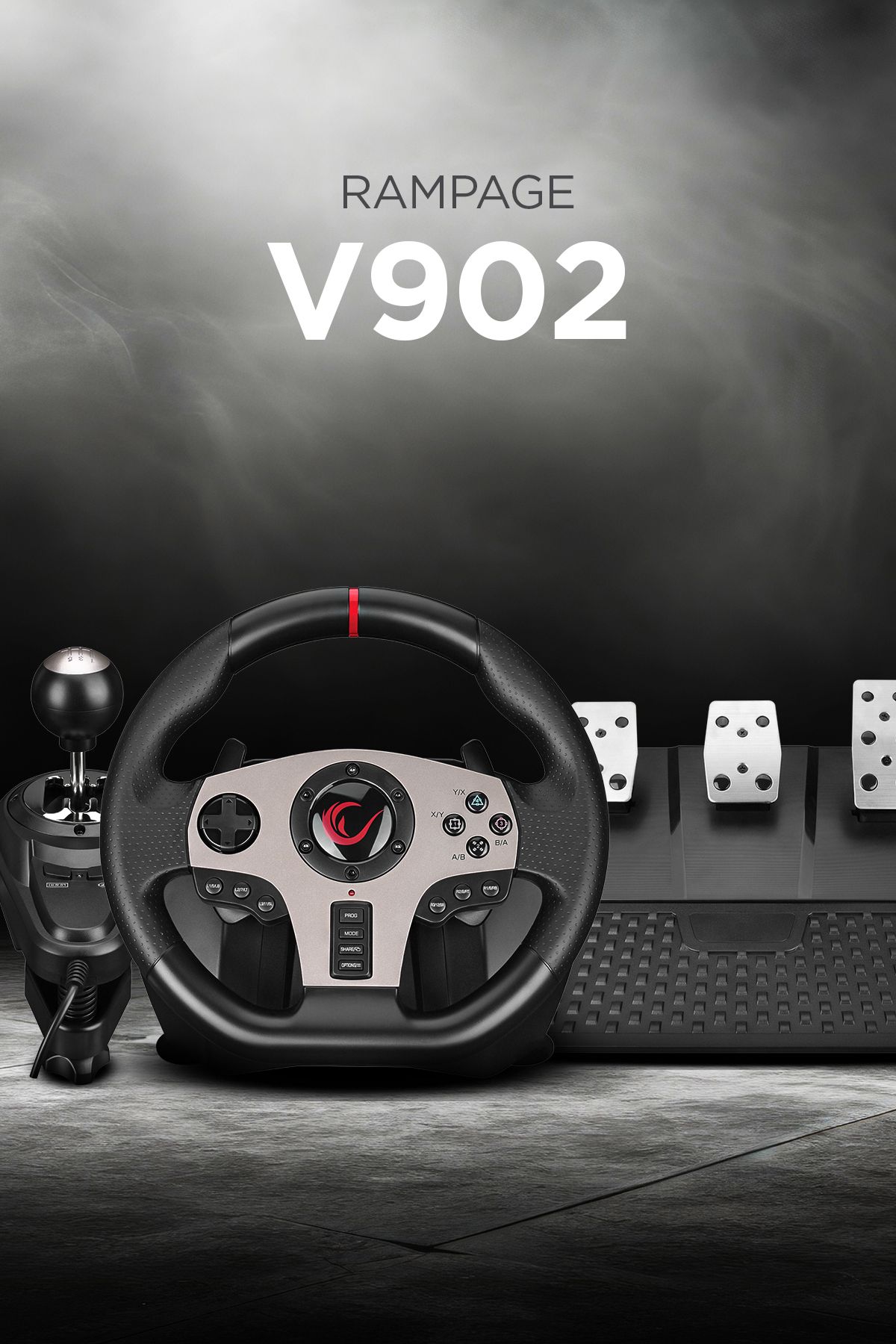 Rampage V902 Oyuncu Direksiyon Seti PC Uyumlu 3 Pedallı Oyuncu Direksiyonu ( Sadece Pc Uyumlu )