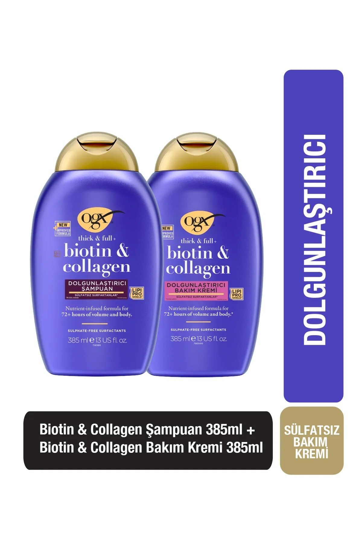 OGX Dolgunlaştırıcı Biotin & Kolajen Sülfatsız Şampuan + Saç Bakım Kremi 385 ml