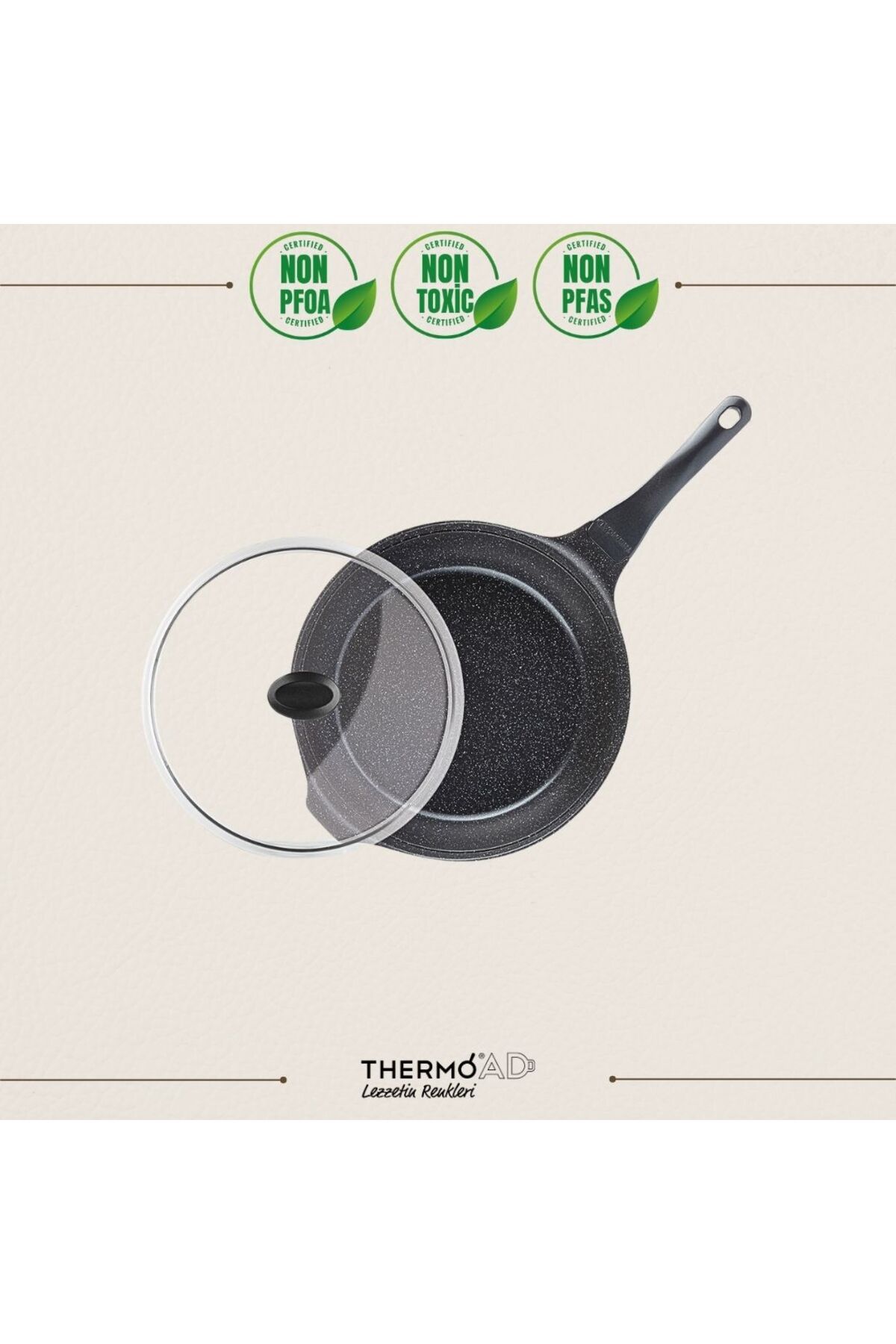 ThermoAD | Core Model Wok Tava | Kapaklı | 28 Cm