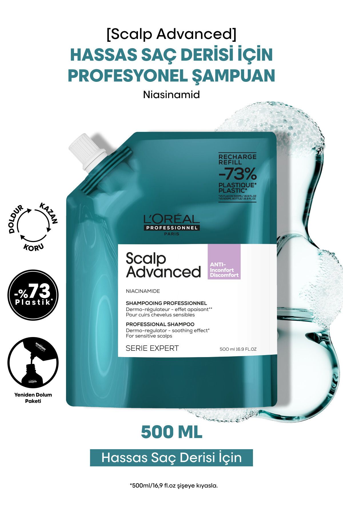 L'oreal Professionnel Scalp Advanced Hassas Saç Derisi için Profesyonel Refill Şampuan 500ml