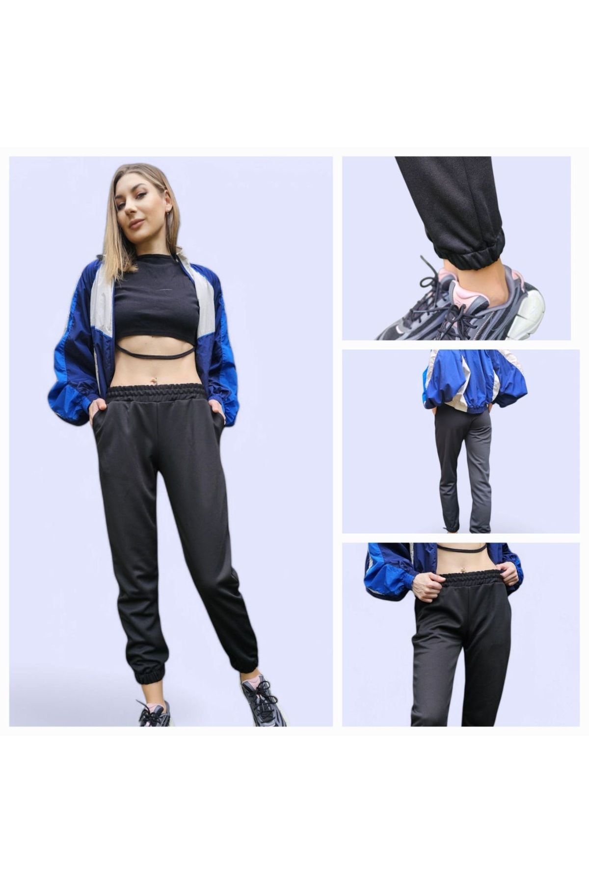 opheliateks Standart Fit Jogger Eşofman Altı Bel Paça Lastikli Basic Düz Uzun Boy(SİYAH)