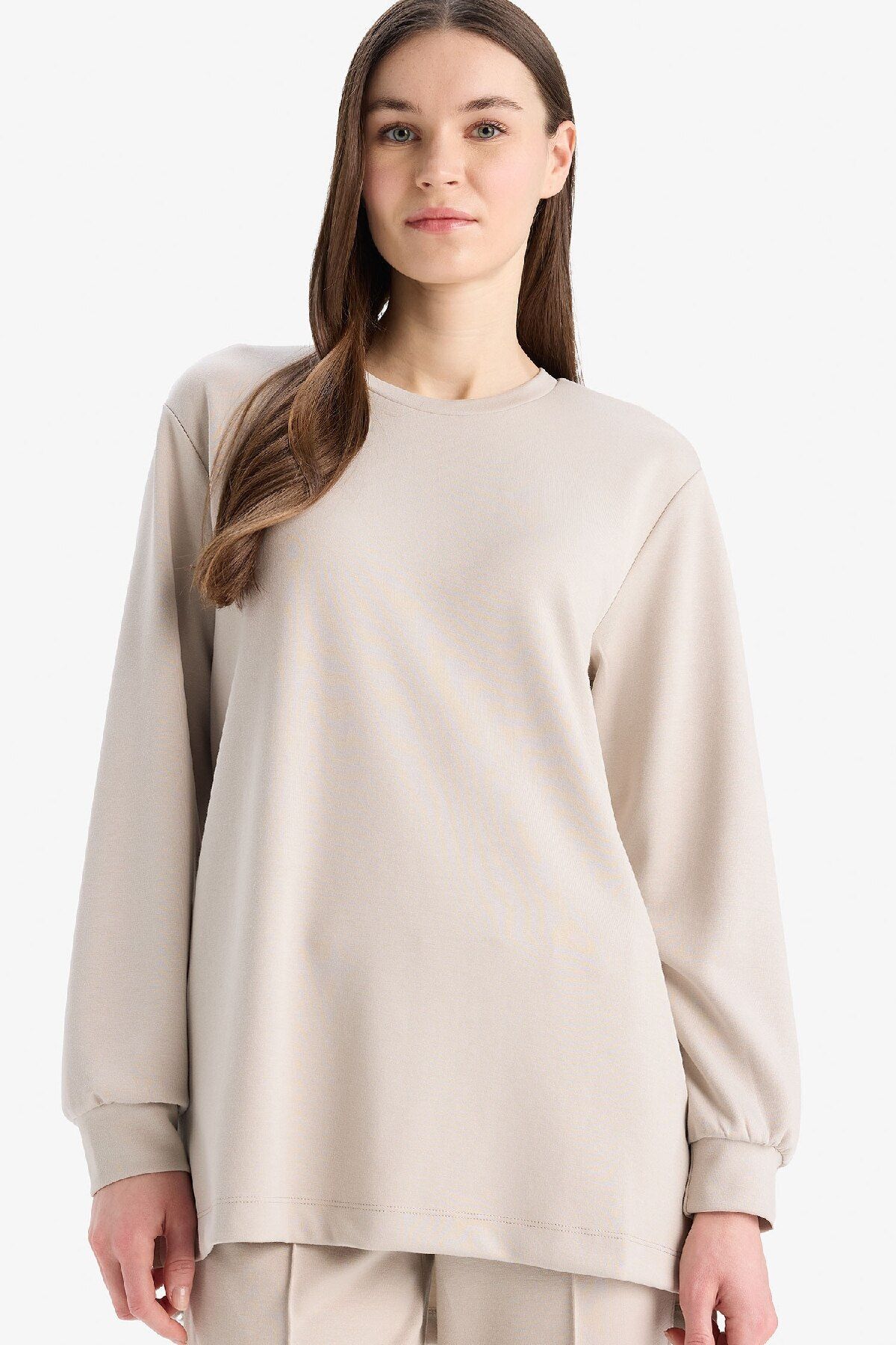 Defacto Regular Fit Bisiklet Yaka Basic Düz Siyah Sweatshirt Tunik D4598ax25sp