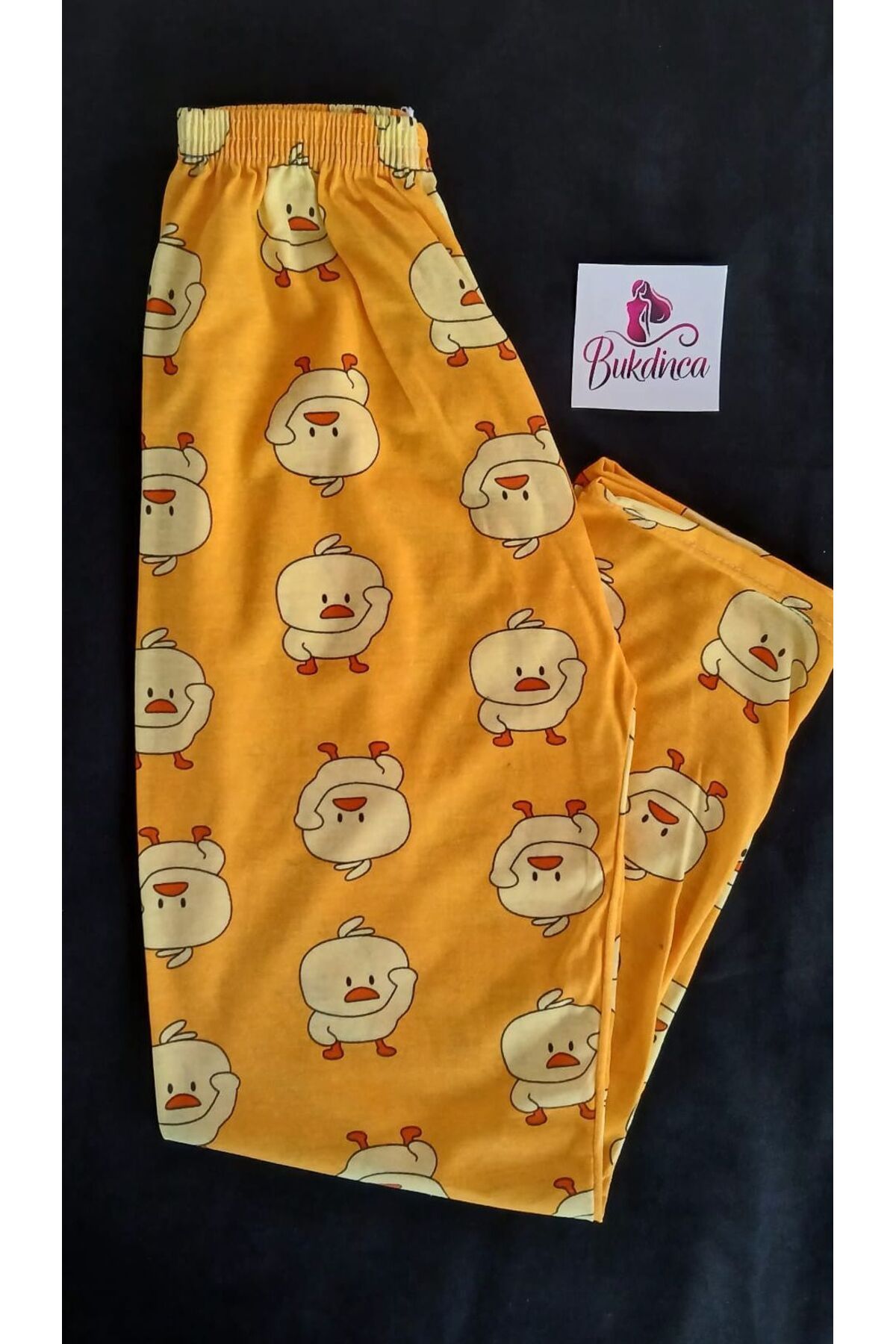 FASON TASARIM Bukadinca Sarı Civciv Desenli Rahat Pijama Altı