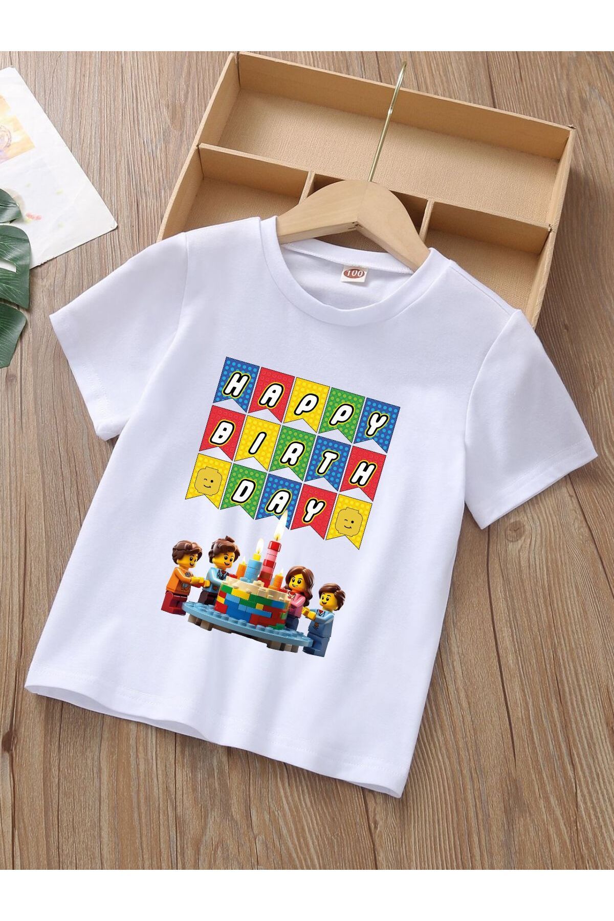 lepiska Lego Tişörtü - Doğum Günü Tişörtü - Çocuk Doğum Günü Lego Tasarımlı Tişört. Pamuklu Unisex Tişört