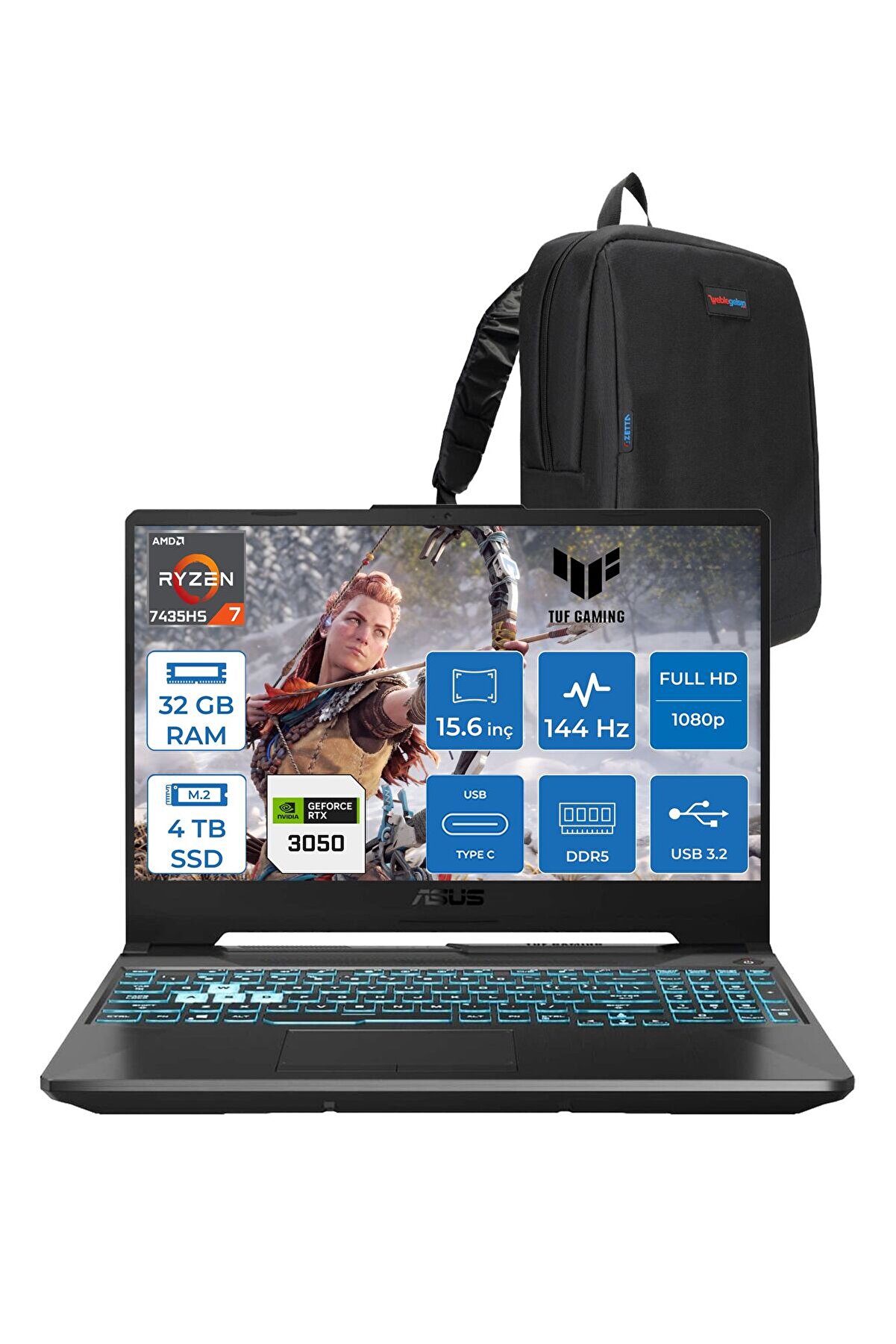 Tuf A15 FA506NCR Ryzen 7 7435HS 32GB 4tb SSD RTX3050 4gb 15.6
