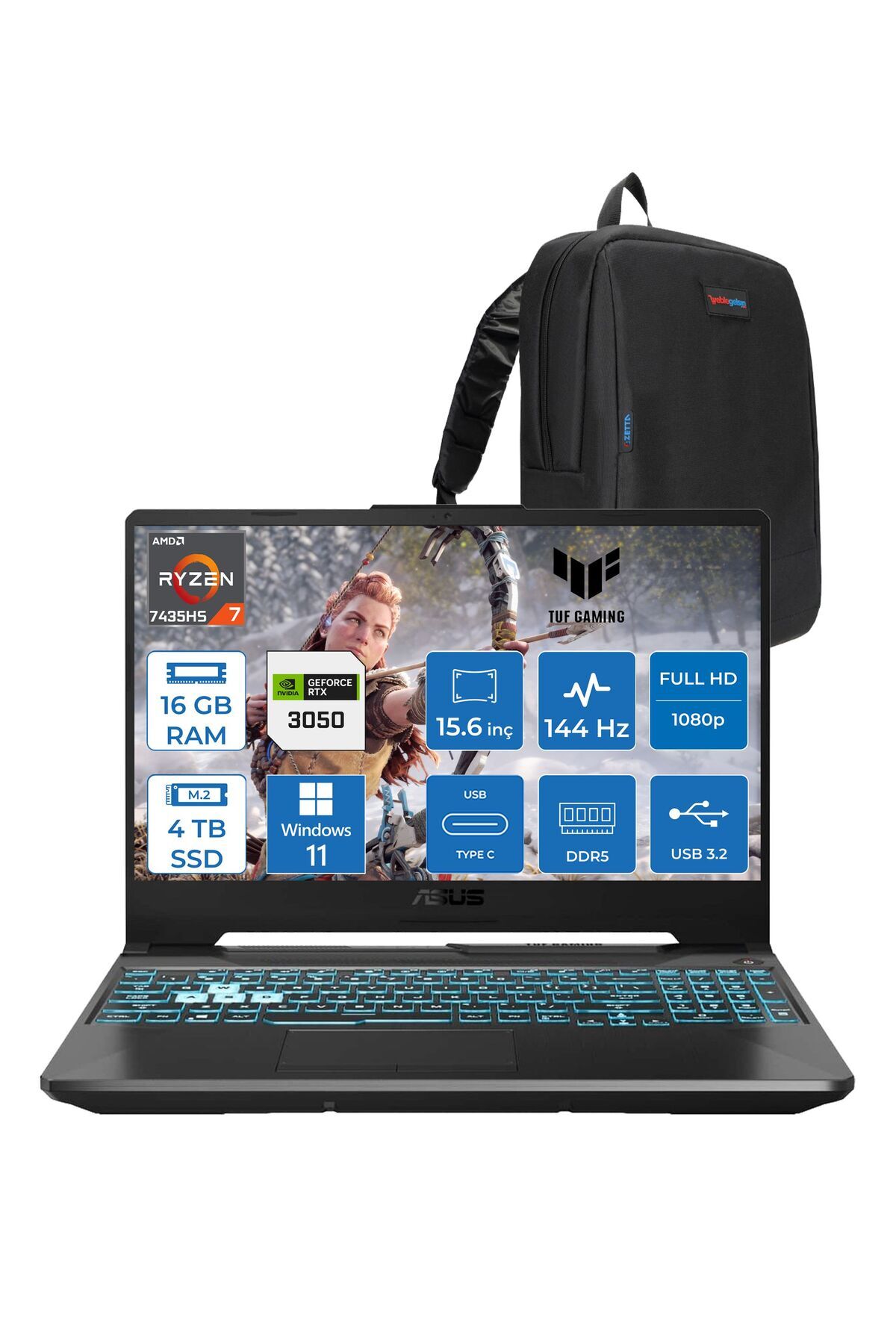 Tuf A15 FA506NCR Ryzen 7 7435HS 16GB 4tb SSD RTX3050 4gb 15.6