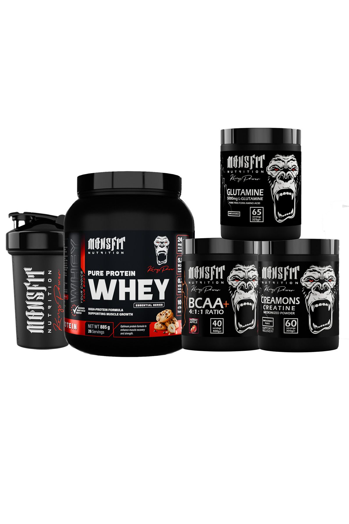 MONSFİT Whey Protein 885G (Fındık & Kurabiye Aromalı) + Amino Asit Kombinasyonu (Performans ve Kas Gelişimi)